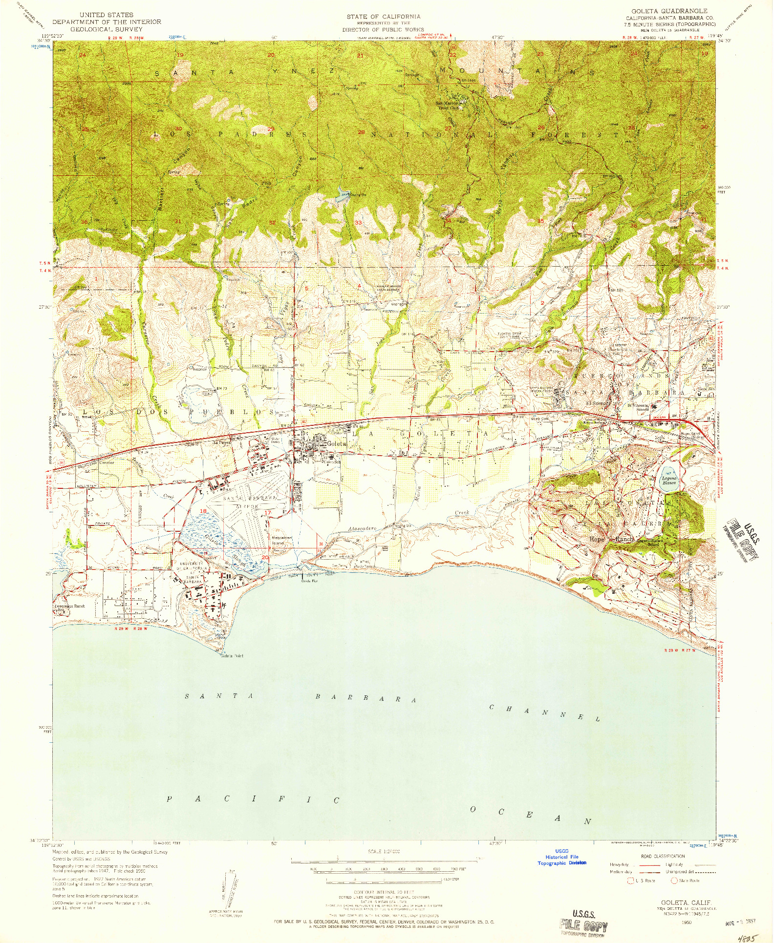 USGS 1:24000-SCALE QUADRANGLE FOR GOLETA, CA 1950