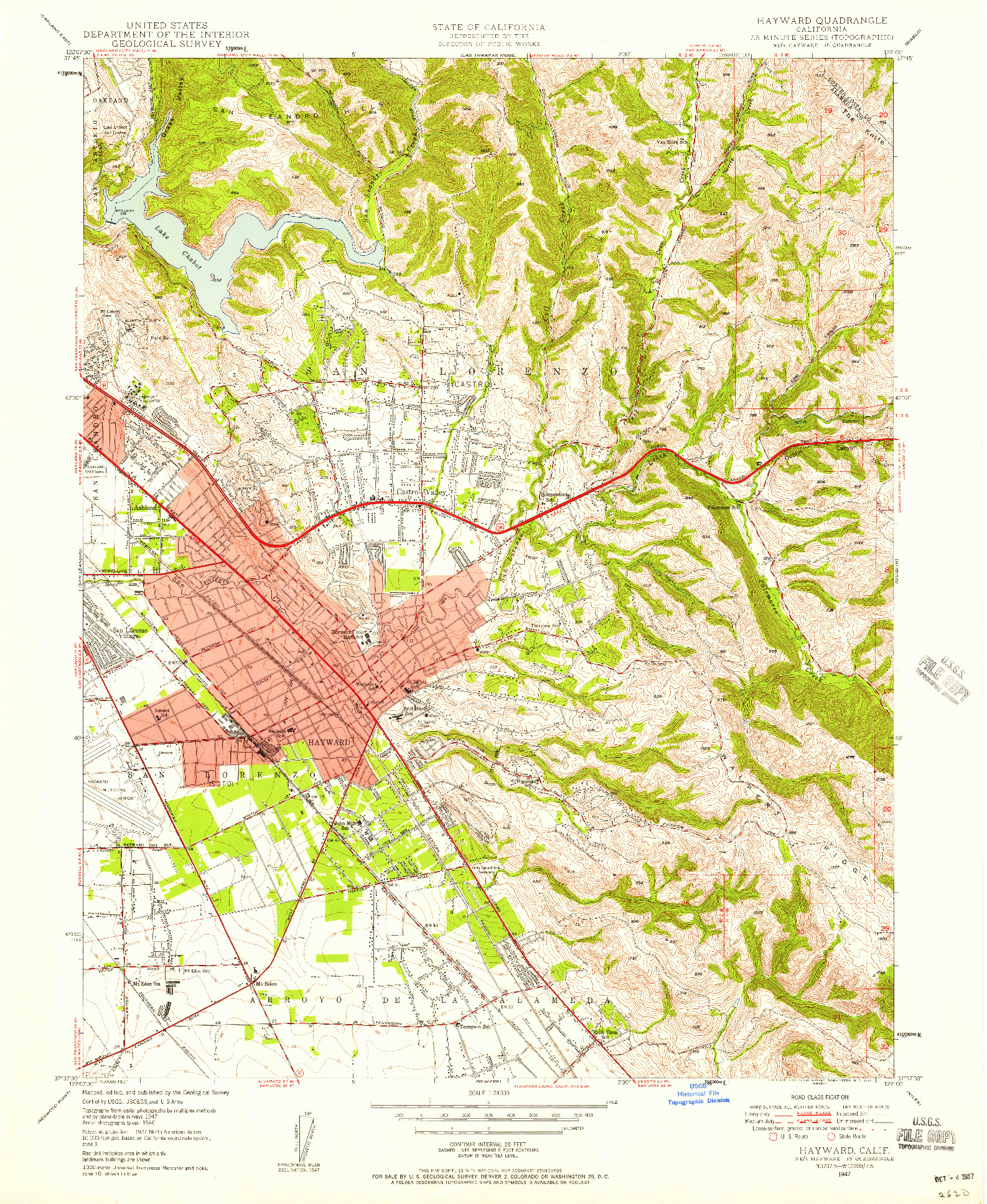 USGS 1:24000-SCALE QUADRANGLE FOR HAYWARD, CA 1947