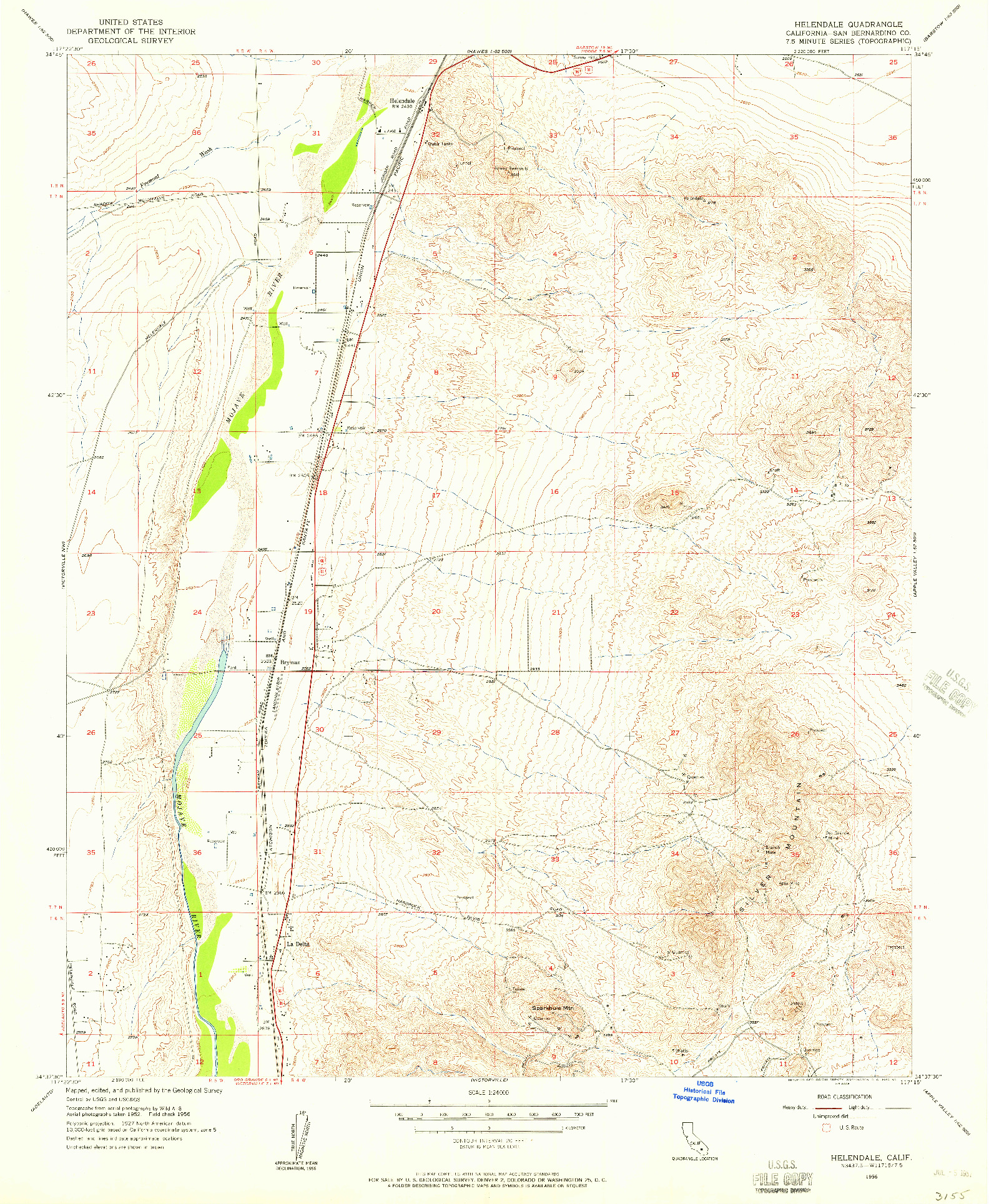 USGS 1:24000-SCALE QUADRANGLE FOR HELENDALE, CA 1956