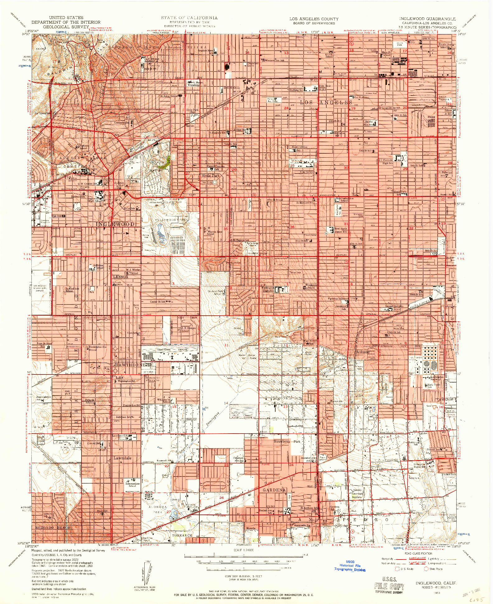 USGS 1:24000-SCALE QUADRANGLE FOR INGLEWOOD, CA 1950