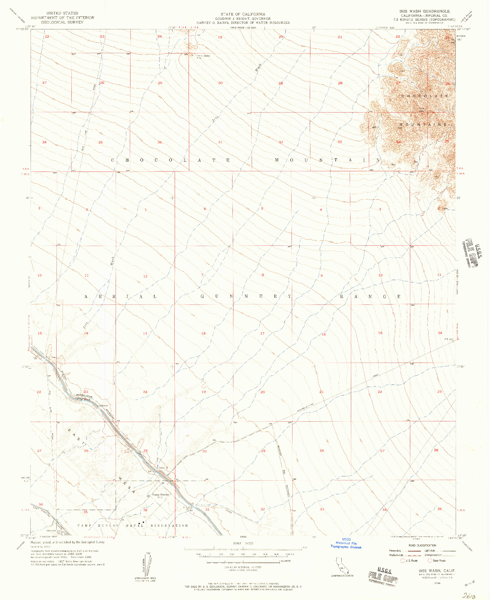 USGS 1:24000-SCALE QUADRANGLE FOR IRIS WASH, CA 1956