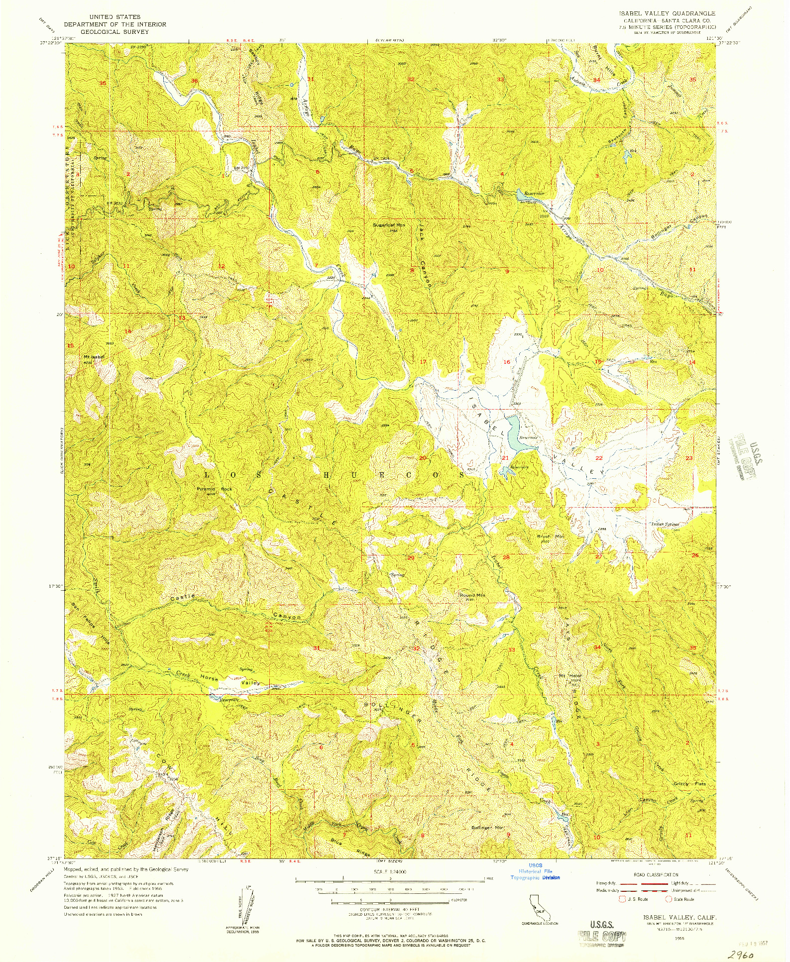 USGS 1:24000-SCALE QUADRANGLE FOR ISABEL VALLEY, CA 1955