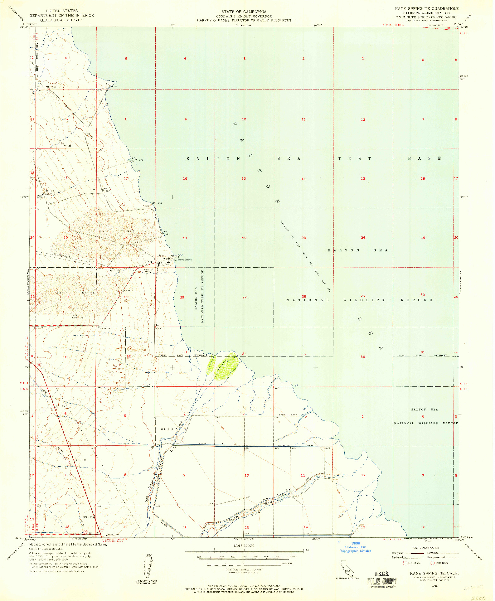USGS 1:24000-SCALE QUADRANGLE FOR KANE SPRING NE, CA 1956
