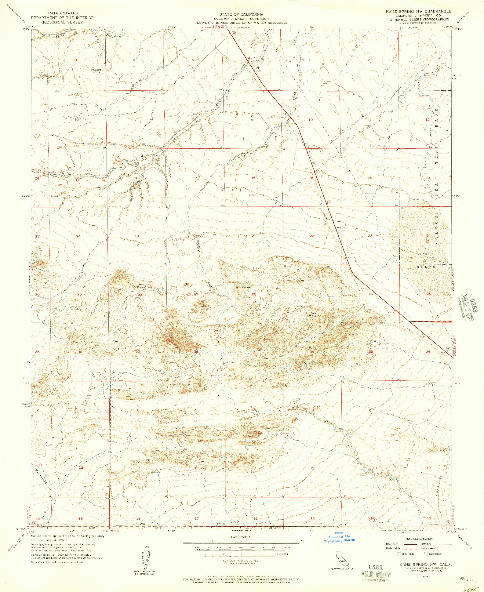 USGS 1:24000-SCALE QUADRANGLE FOR KANE SPRING NW, CA 1956