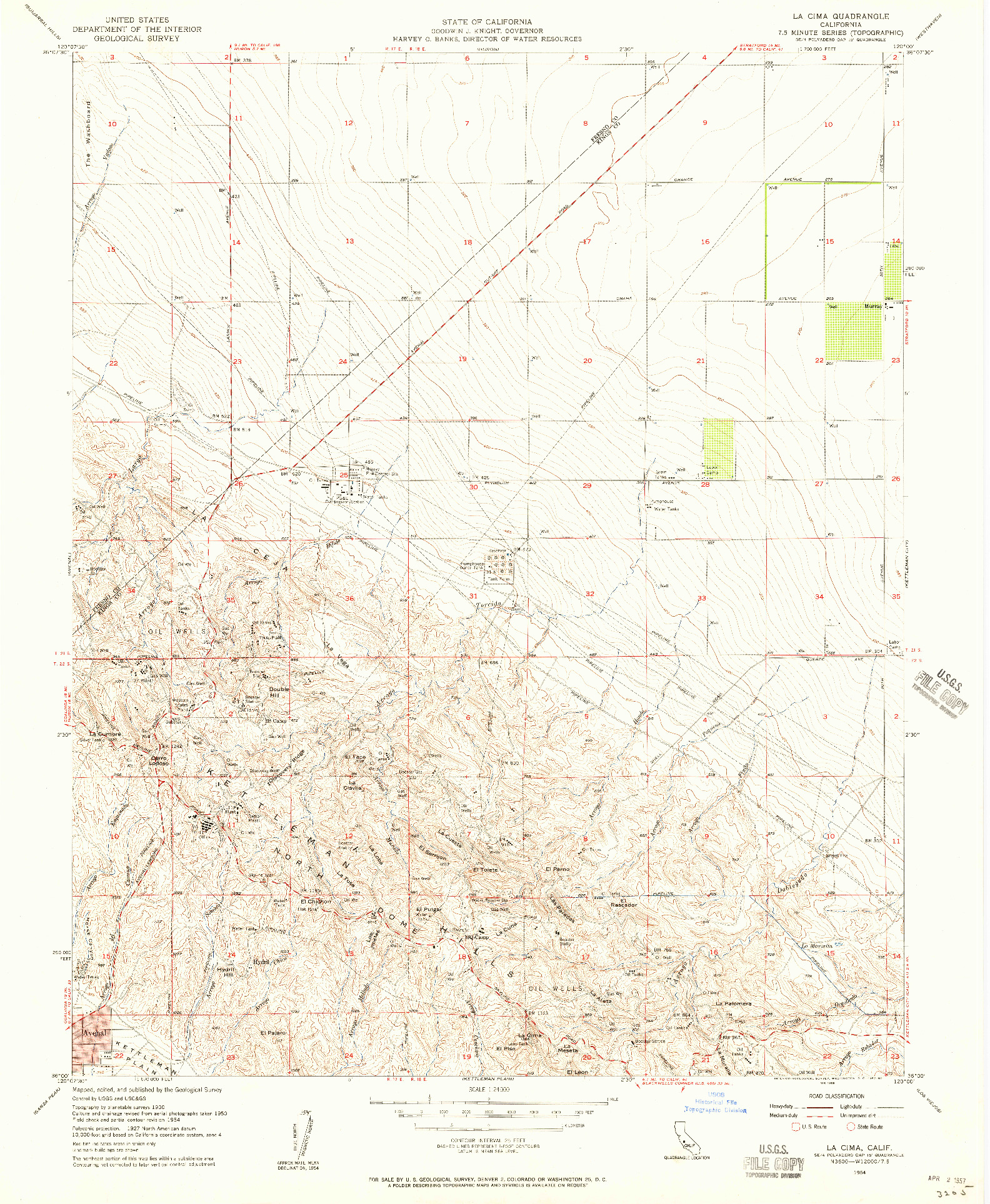 USGS 1:24000-SCALE QUADRANGLE FOR LA CIMA, CA 1954