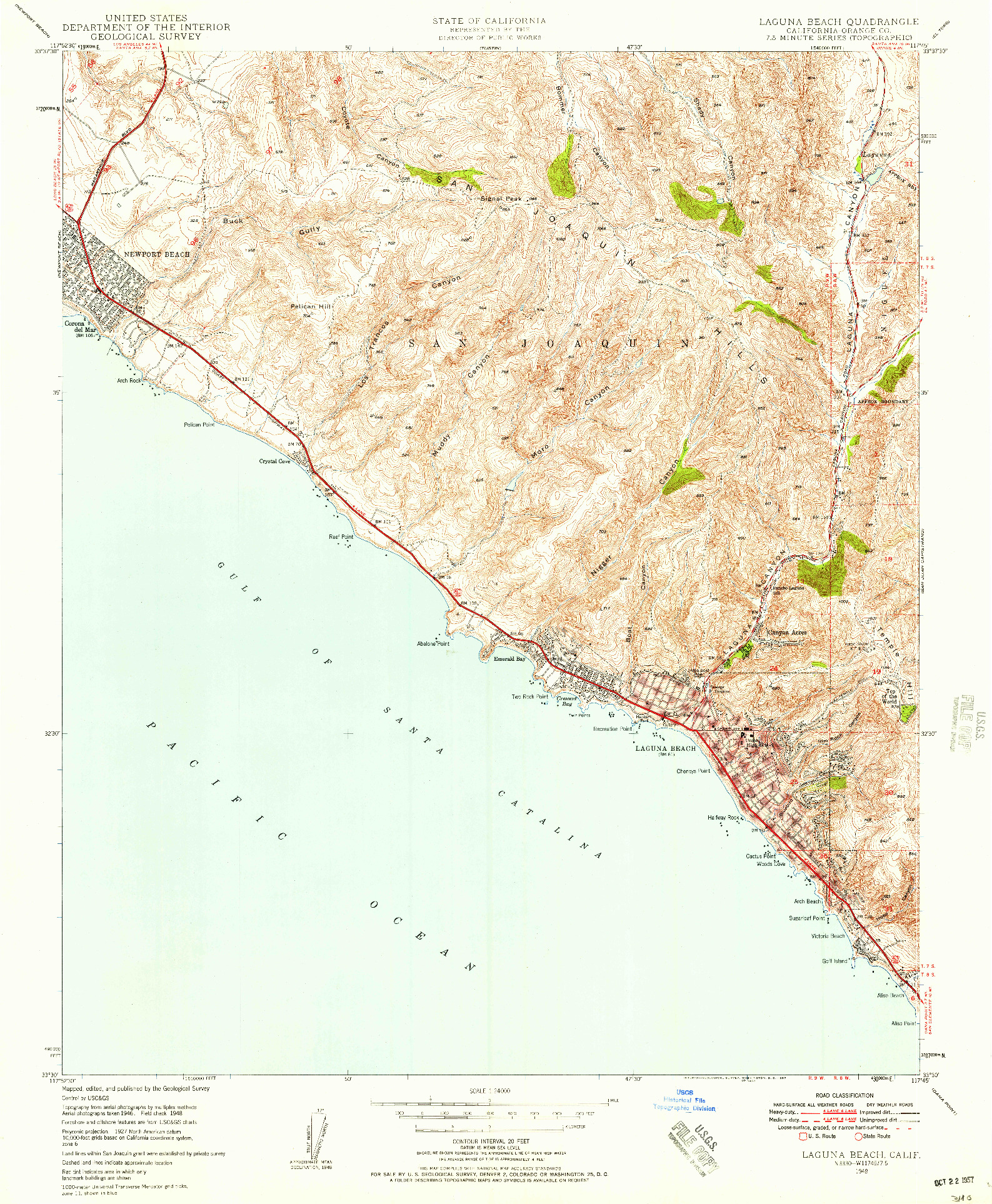 USGS 1:24000-SCALE QUADRANGLE FOR LAGUNA BEACH, CA 1948
