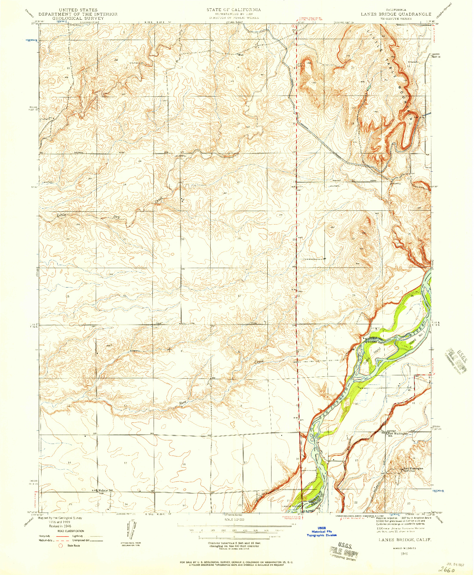 USGS 1:24000-SCALE QUADRANGLE FOR LANES BRIDGE, CA 1946