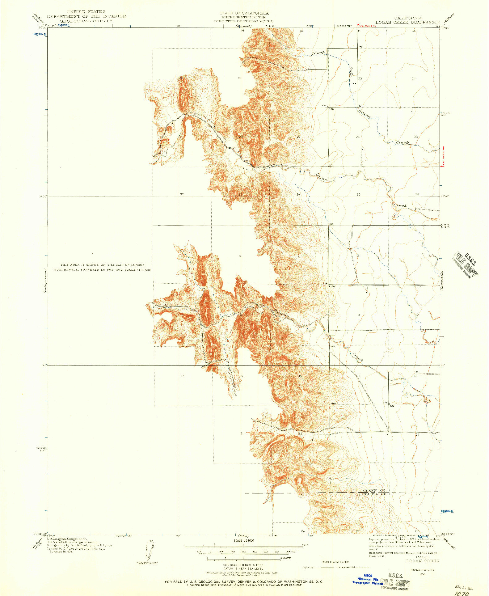 USGS 1:24000-SCALE QUADRANGLE FOR LOGAN CREEK, CA 1904
