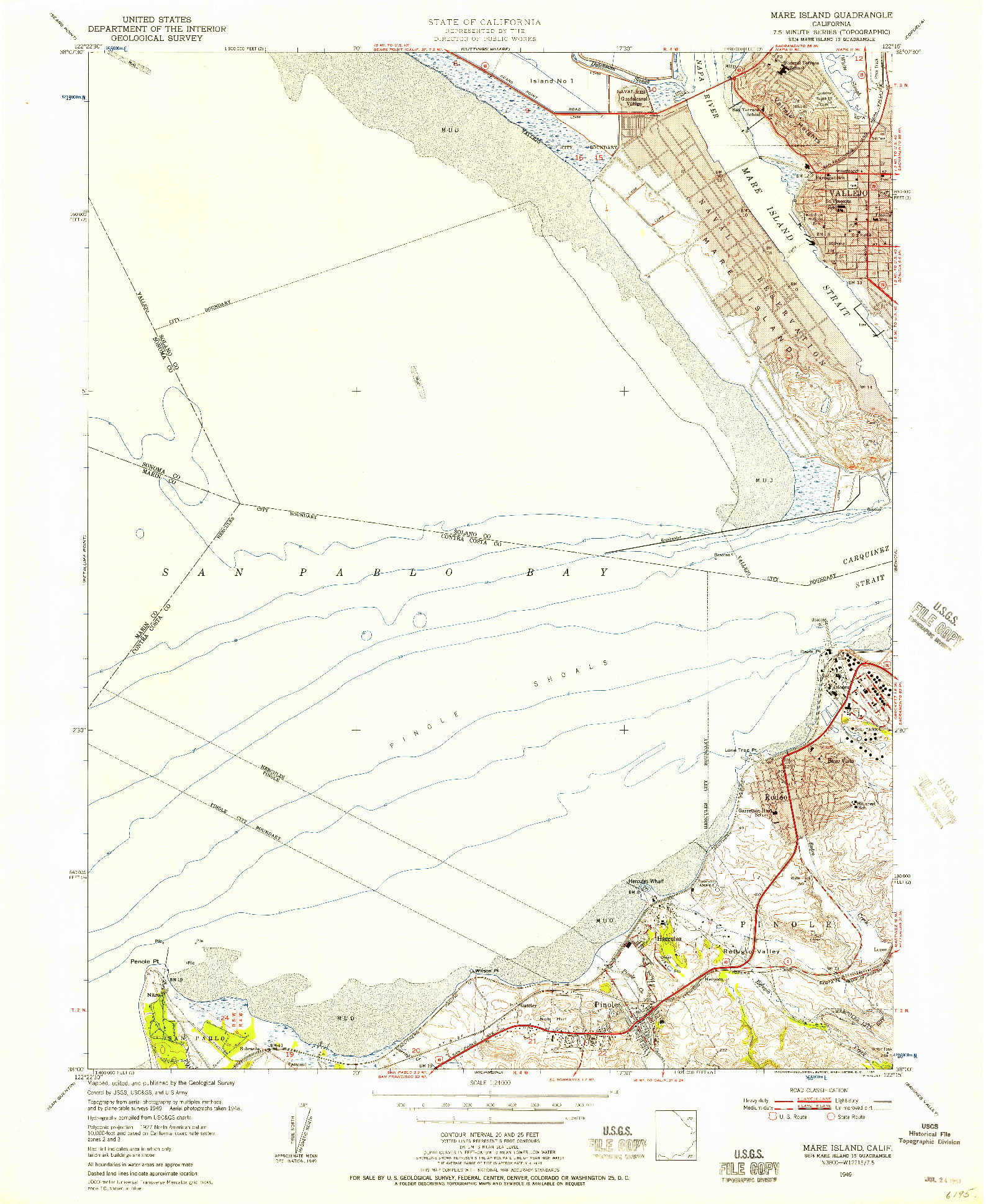 USGS 1:24000-SCALE QUADRANGLE FOR MARE ISLAND, CA 1949