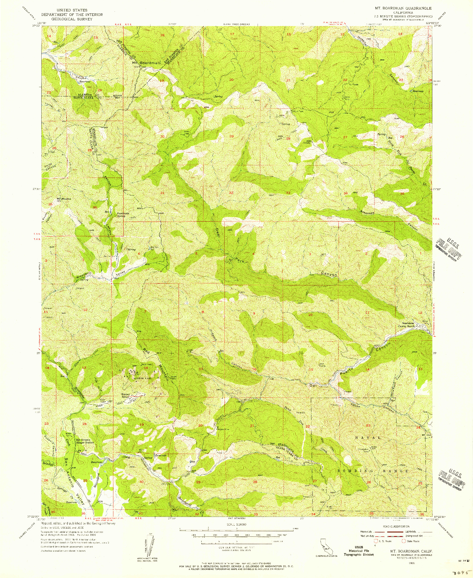 USGS 1:24000-SCALE QUADRANGLE FOR MT. BOARDMAN, CA 1955