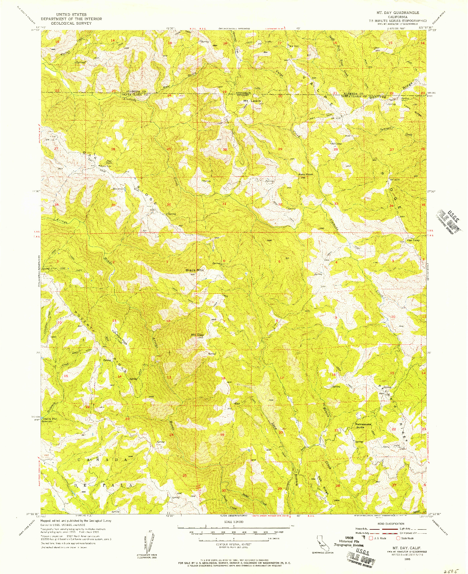 USGS 1:24000-SCALE QUADRANGLE FOR MT. DAY, CA 1955