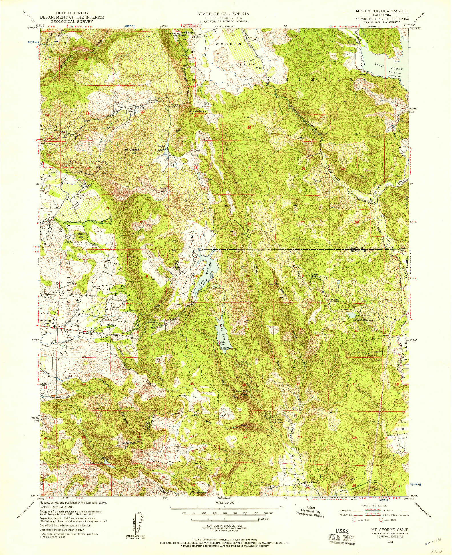 USGS 1:24000-SCALE QUADRANGLE FOR MT. GEORGE, CA 1951