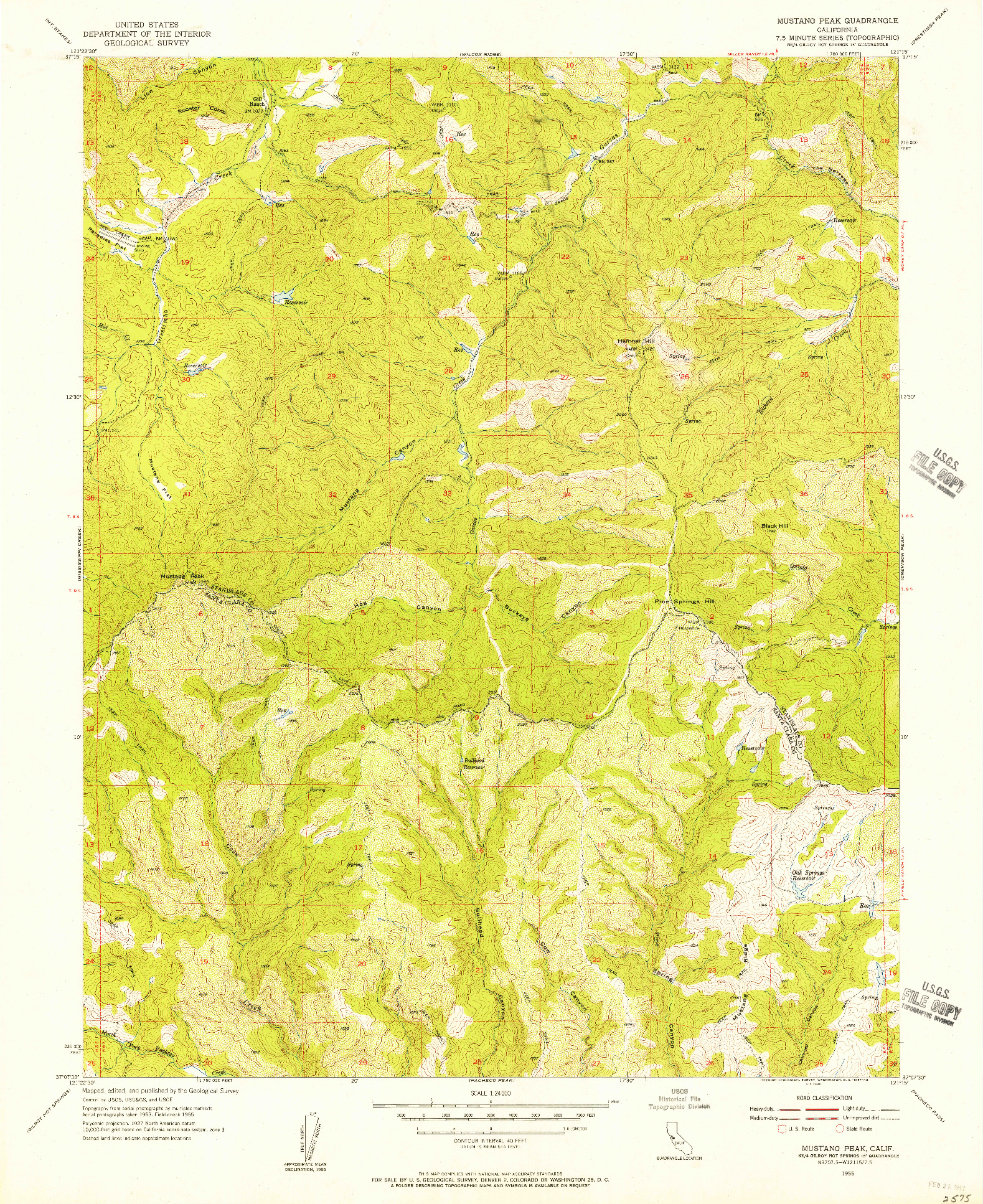 USGS 1:24000-SCALE QUADRANGLE FOR MUSTANG PEAK, CA 1955