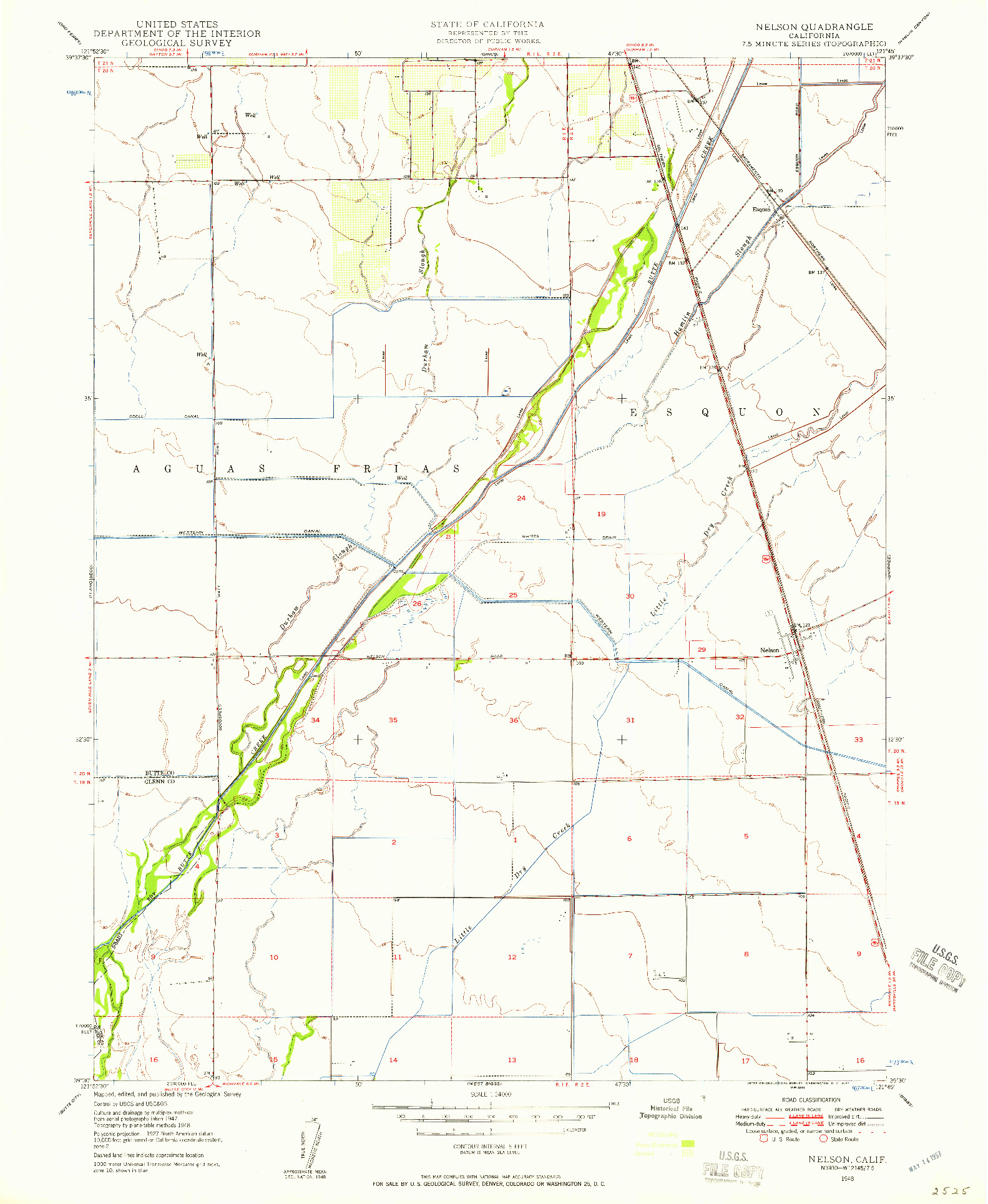 USGS 1:24000-SCALE QUADRANGLE FOR NELSON, CA 1948