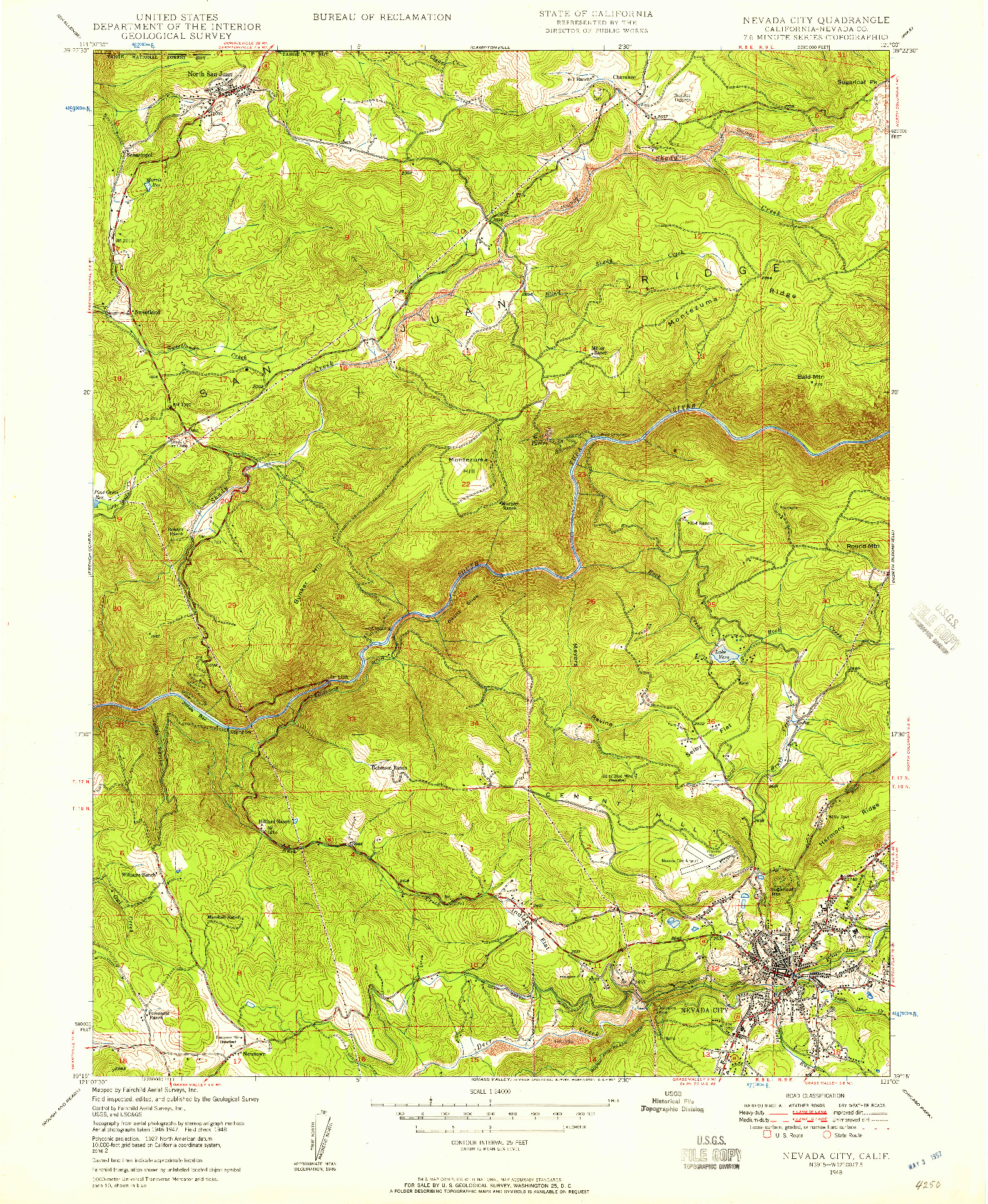 USGS 1:24000-SCALE QUADRANGLE FOR NEVADA CITY, CA 1948