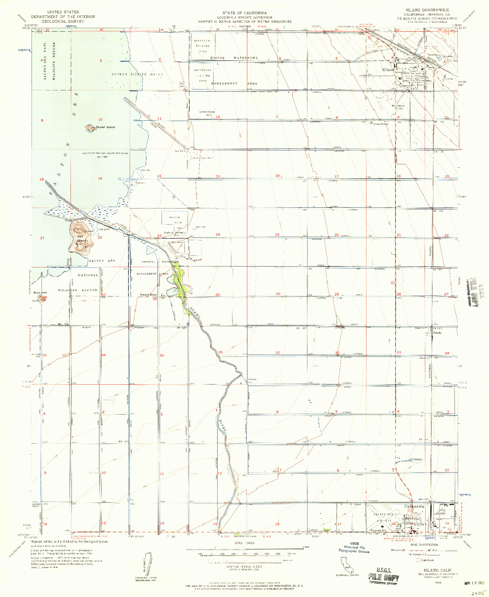 USGS 1:24000-SCALE QUADRANGLE FOR NILAND, CA 1956