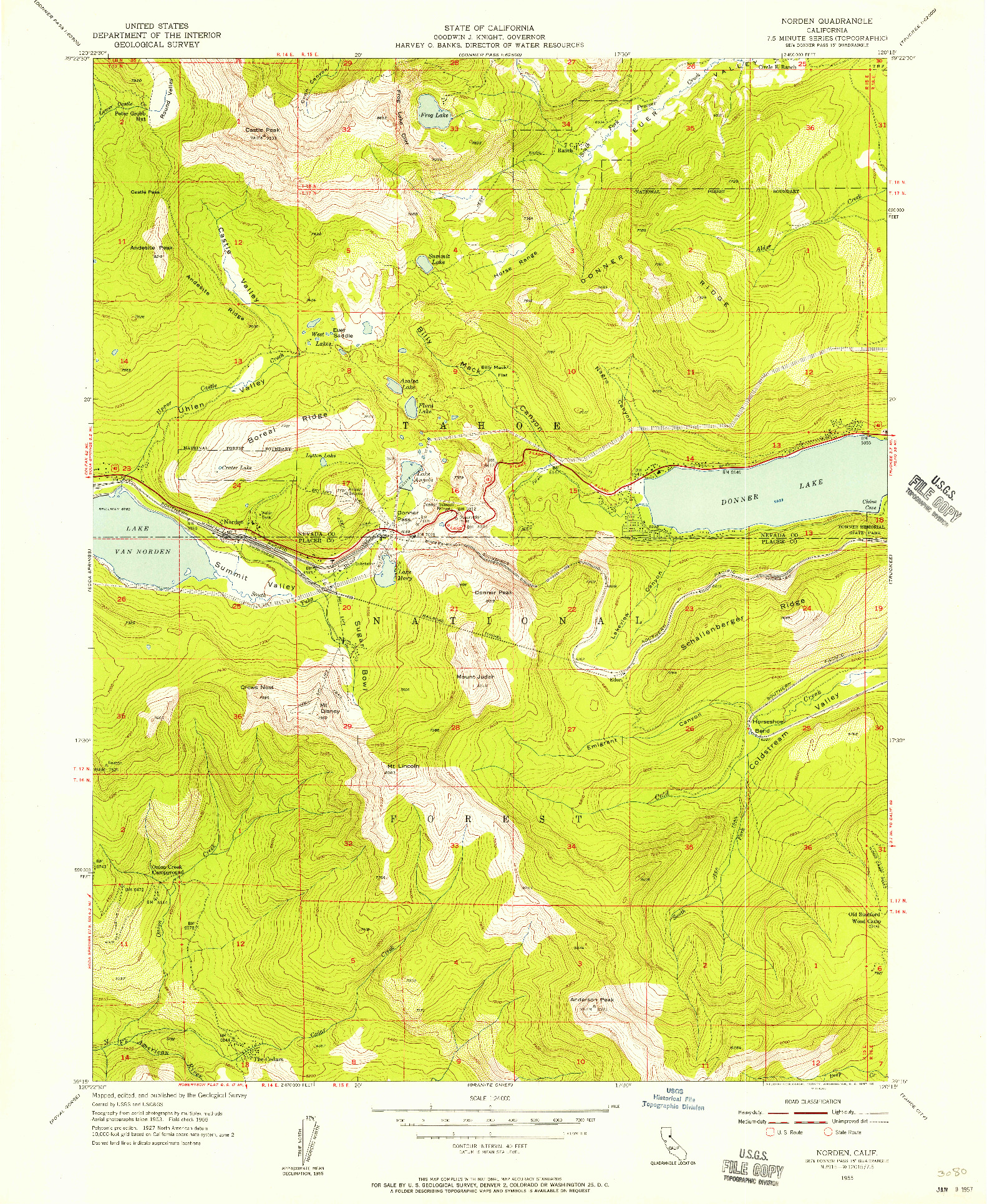 USGS 1:24000-SCALE QUADRANGLE FOR NORDEN, CA 1955