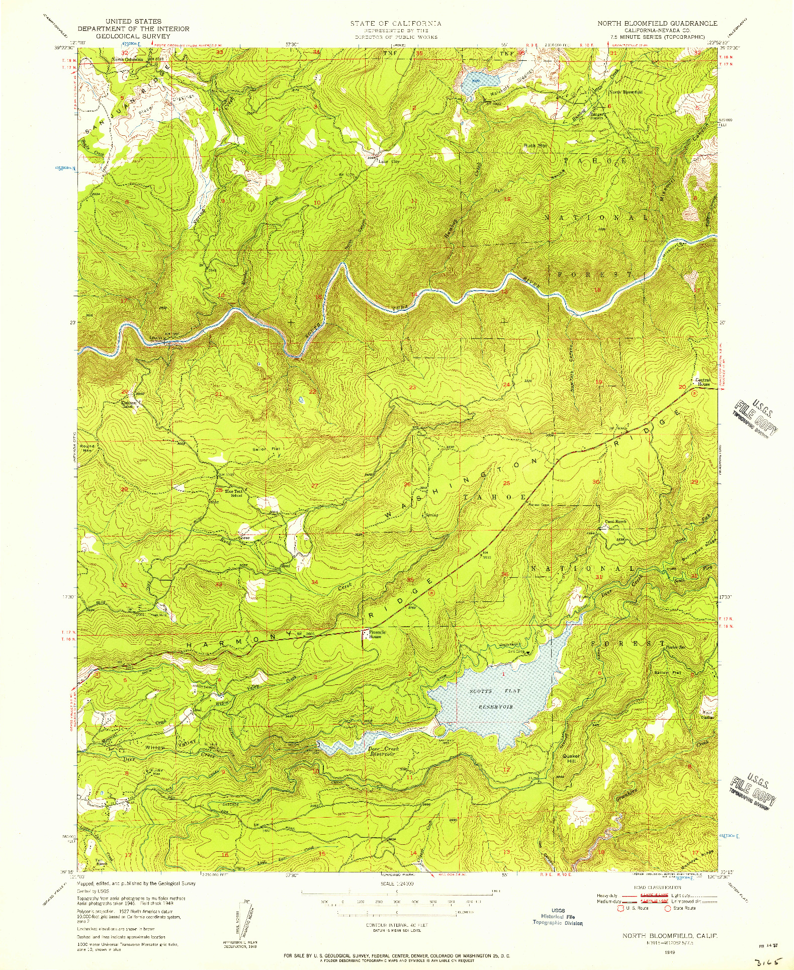 USGS 1:24000-SCALE QUADRANGLE FOR NORTH BLOOMFIELD, CA 1949