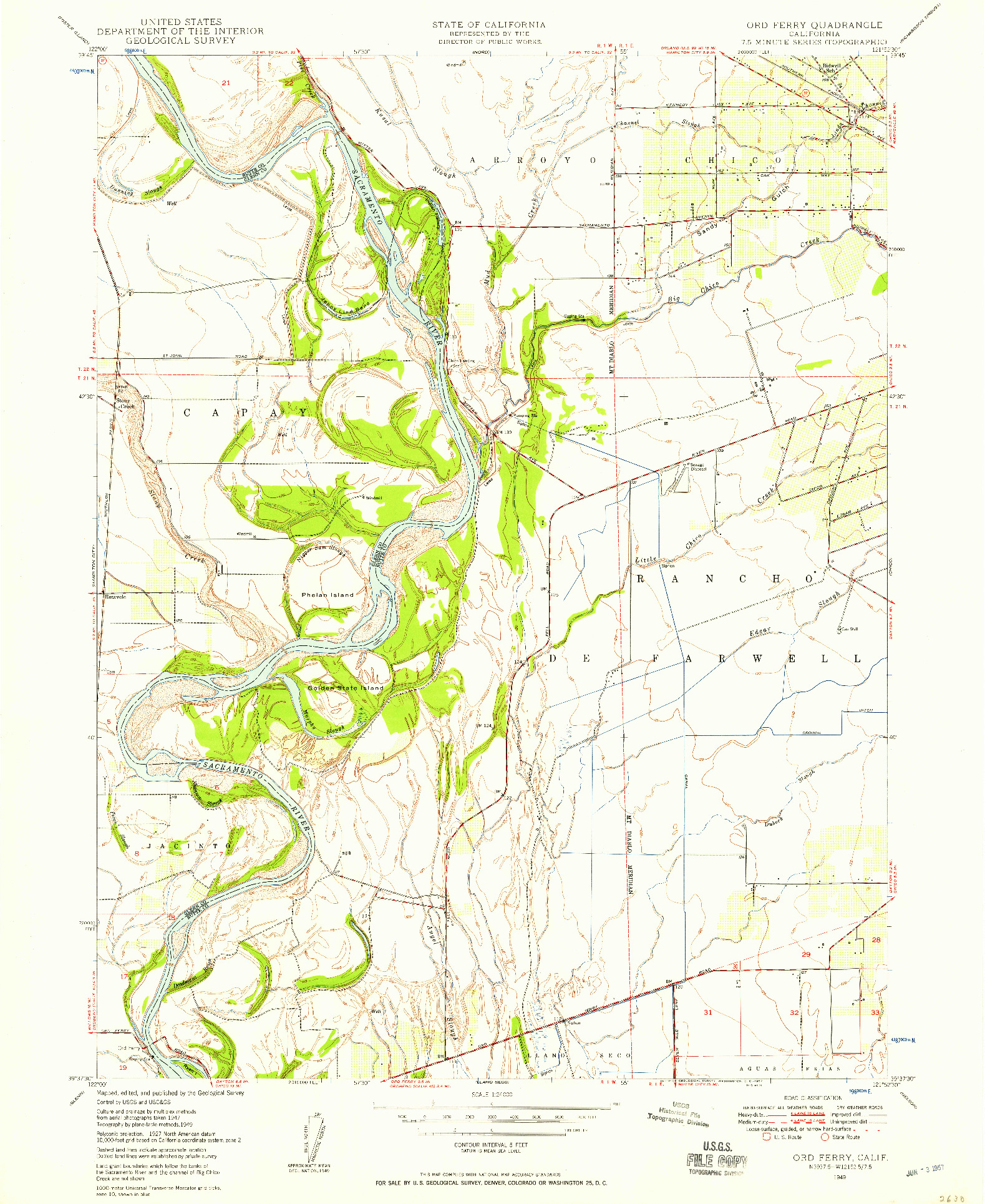 USGS 1:24000-SCALE QUADRANGLE FOR ORD FERRY, CA 1949