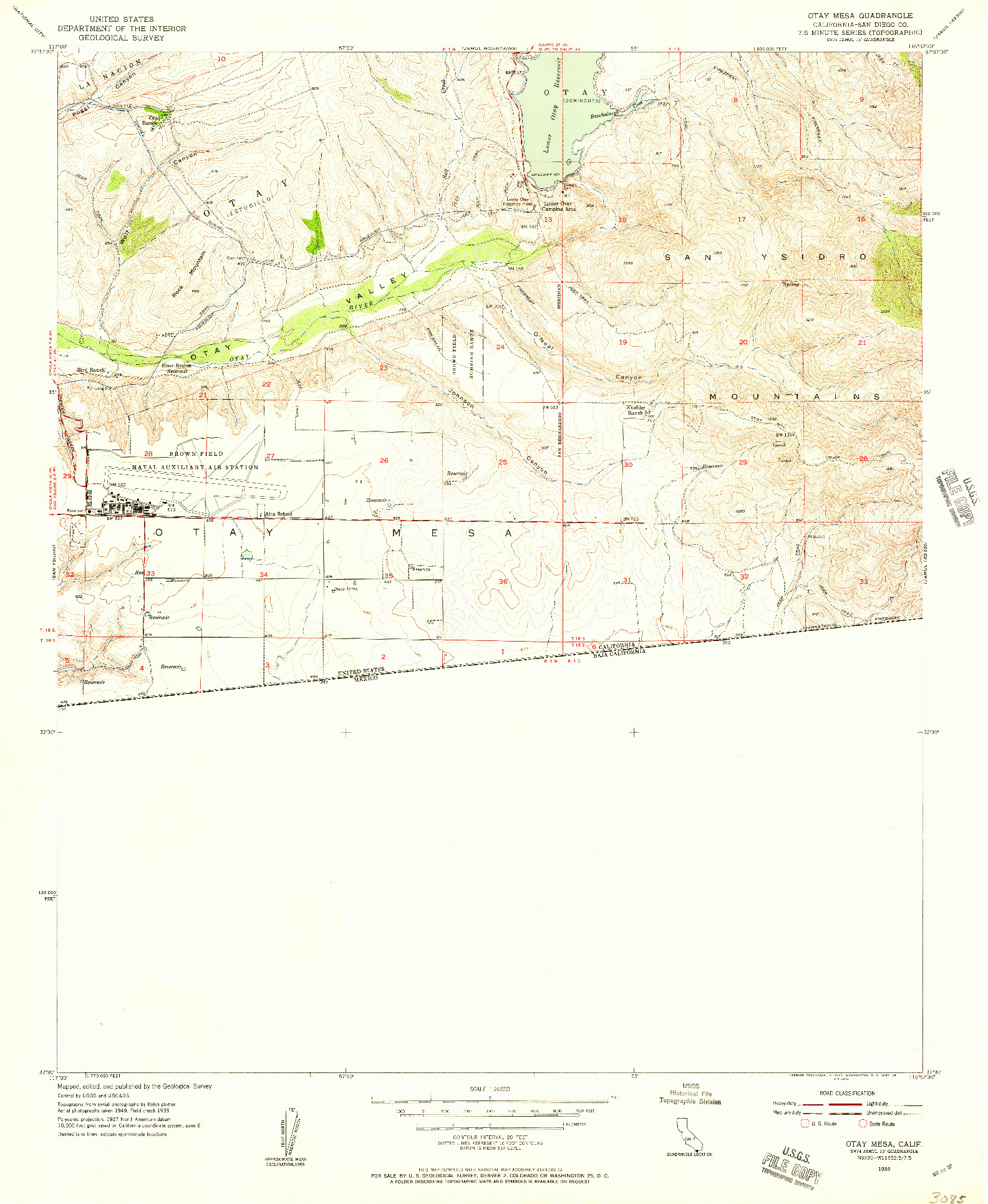USGS 1:24000-SCALE QUADRANGLE FOR OTAY MESA, CA 1955