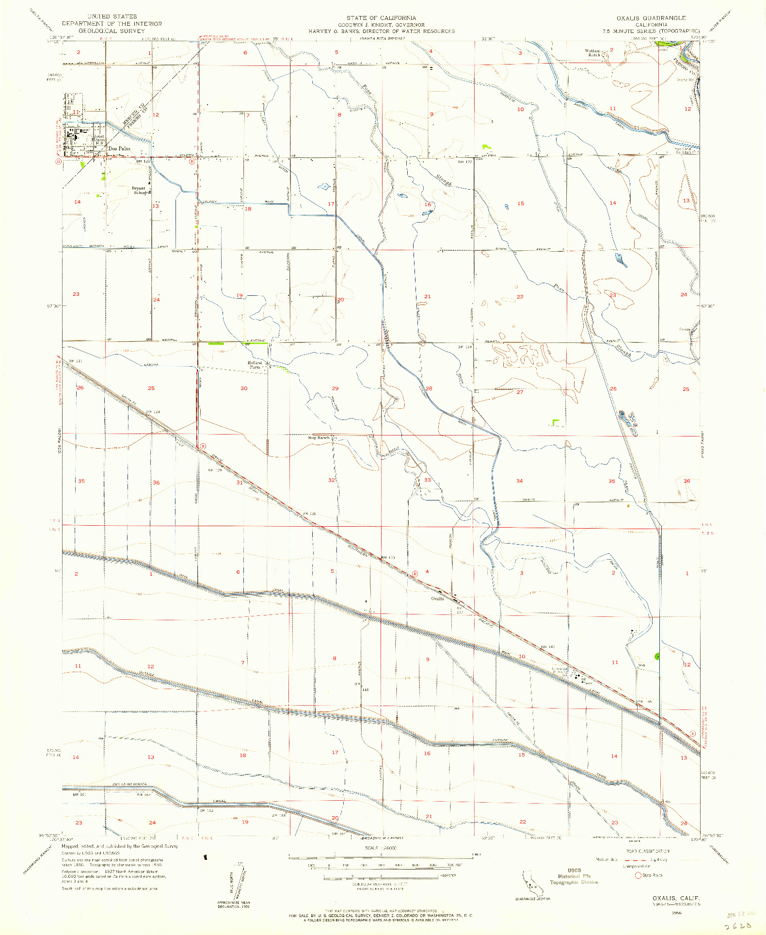 USGS 1:24000-SCALE QUADRANGLE FOR OXALIS, CA 1956