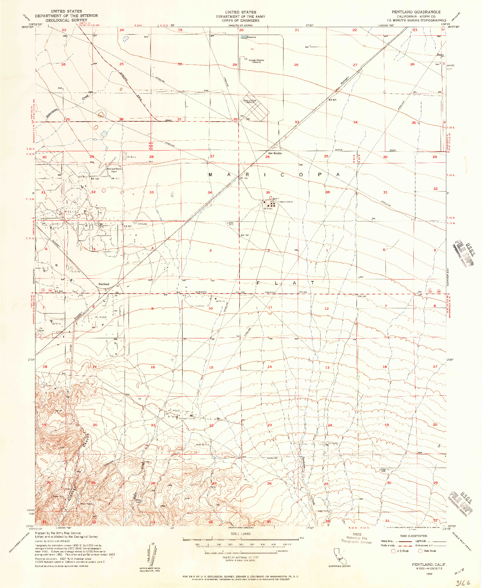 USGS 1:24000-SCALE QUADRANGLE FOR PENTLAND, CA 1953