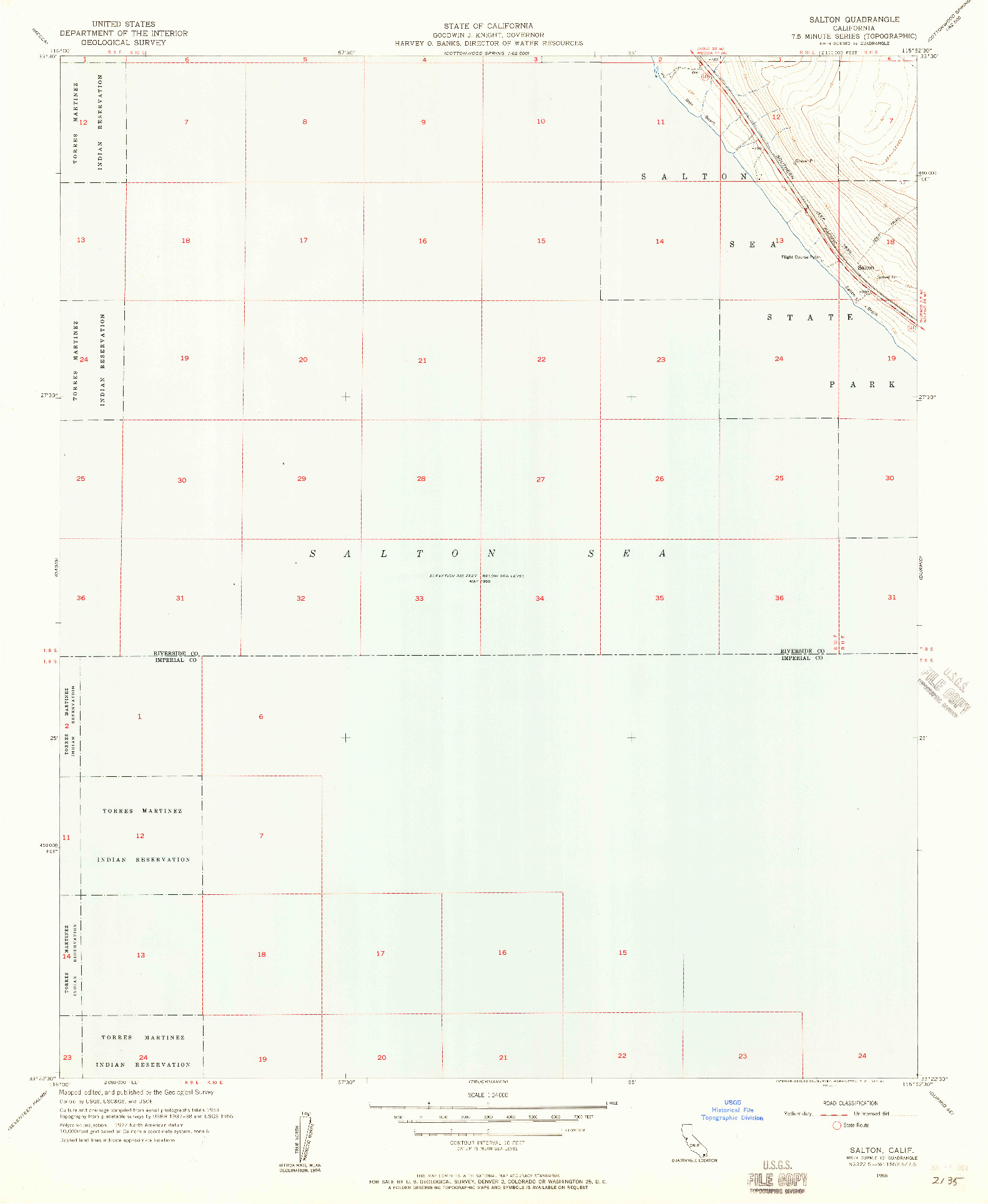 USGS 1:24000-SCALE QUADRANGLE FOR SALTON, CA 1956