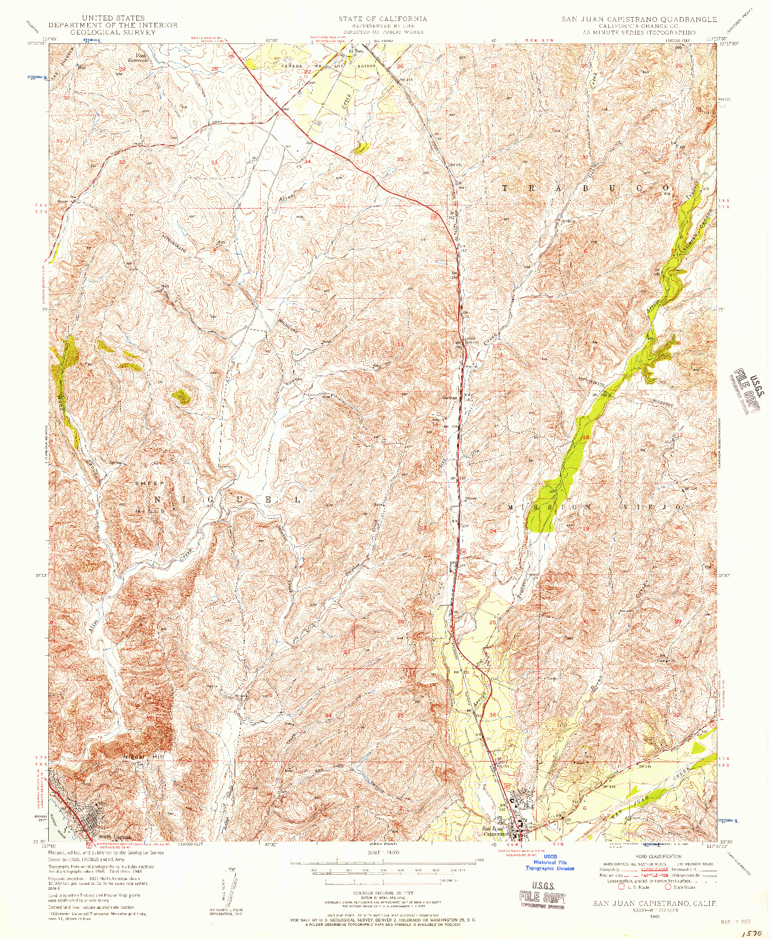 USGS 1:24000-SCALE QUADRANGLE FOR SAN JUAN CAPISTRANO, CA 1948
