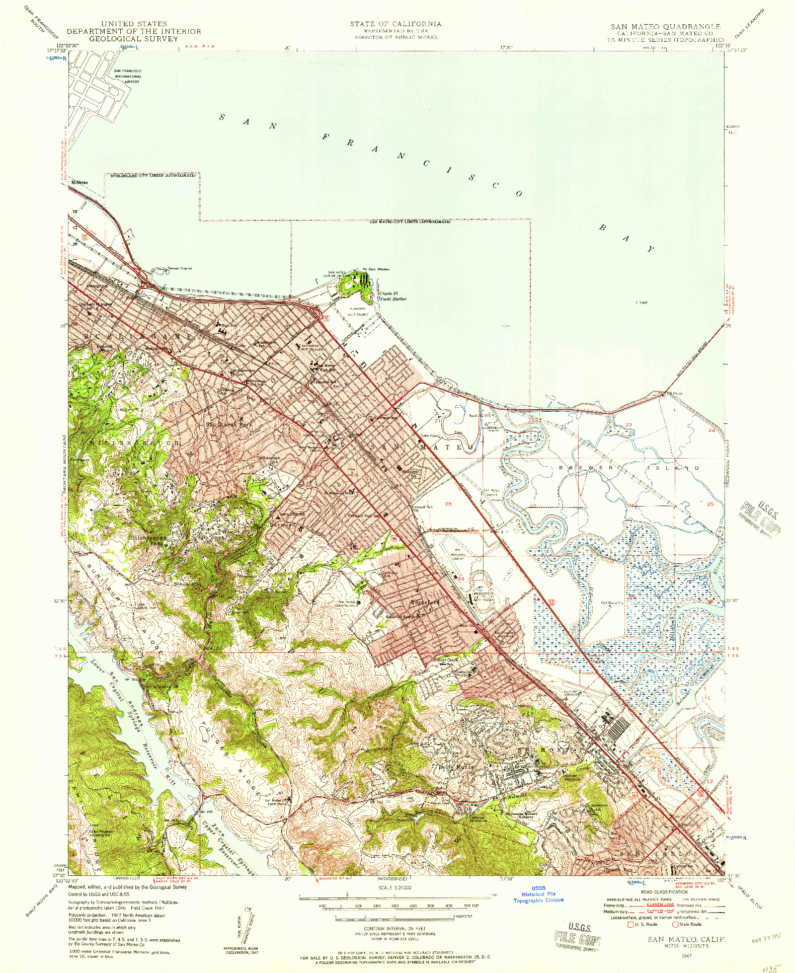 USGS 1:24000-SCALE QUADRANGLE FOR SAN MATEO, CA 1947