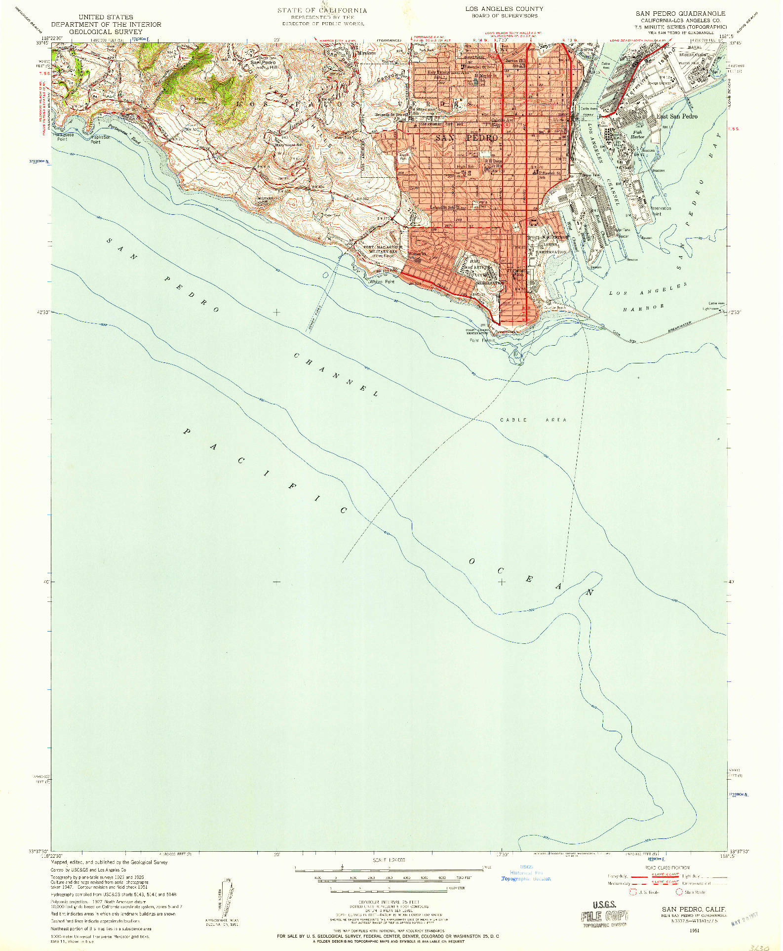 USGS 1:24000-SCALE QUADRANGLE FOR SAN PEDRO, CA 1951