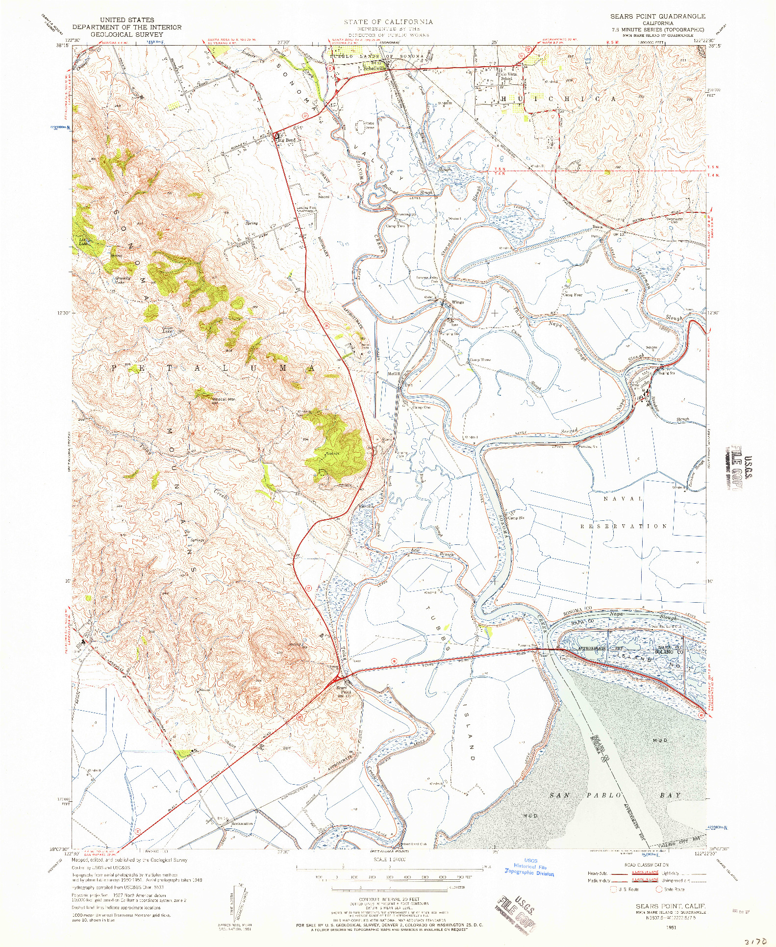 USGS 1:24000-SCALE QUADRANGLE FOR SEARS POINT, CA 1951