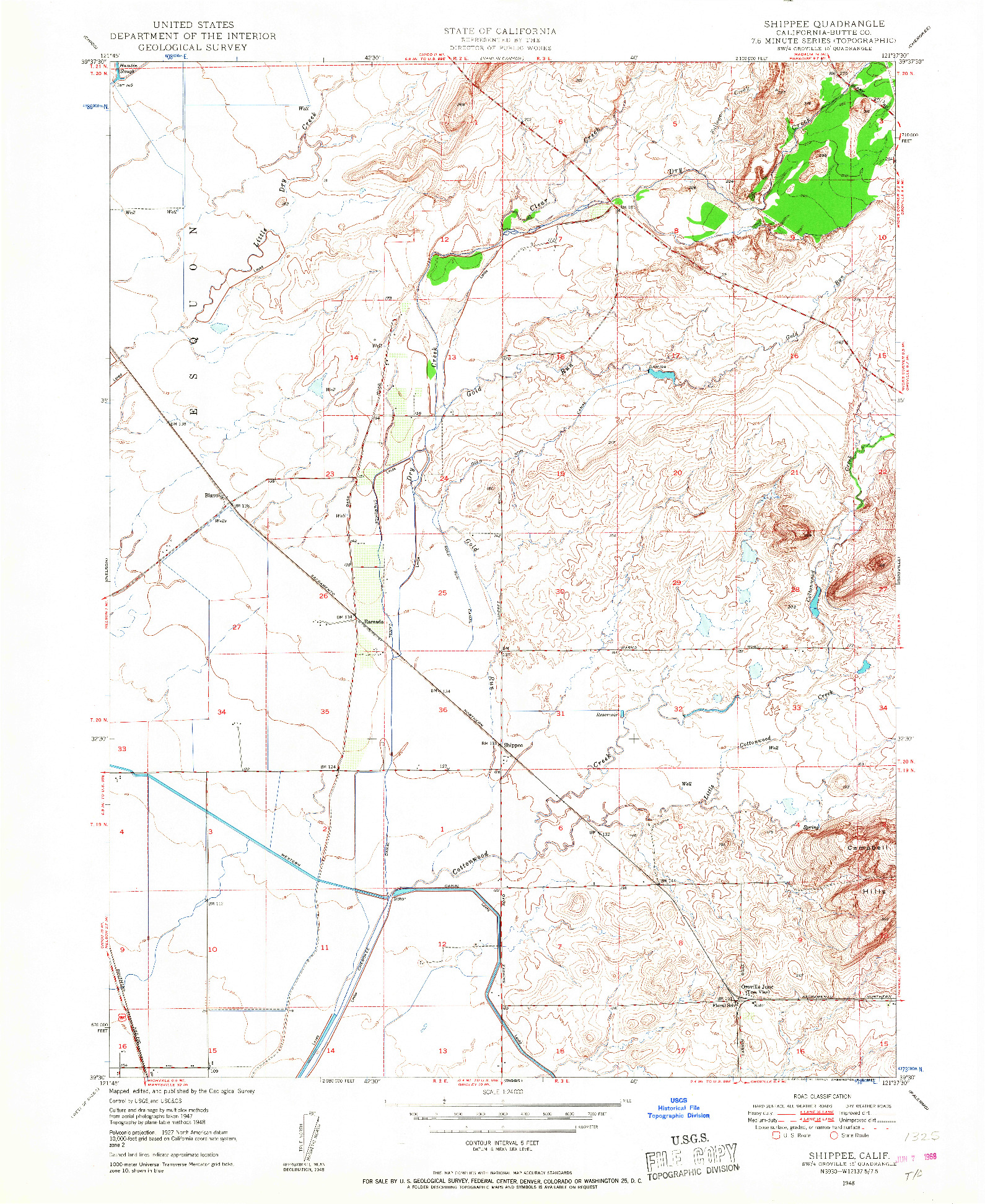 USGS 1:24000-SCALE QUADRANGLE FOR SHIPPEE, CA 1948