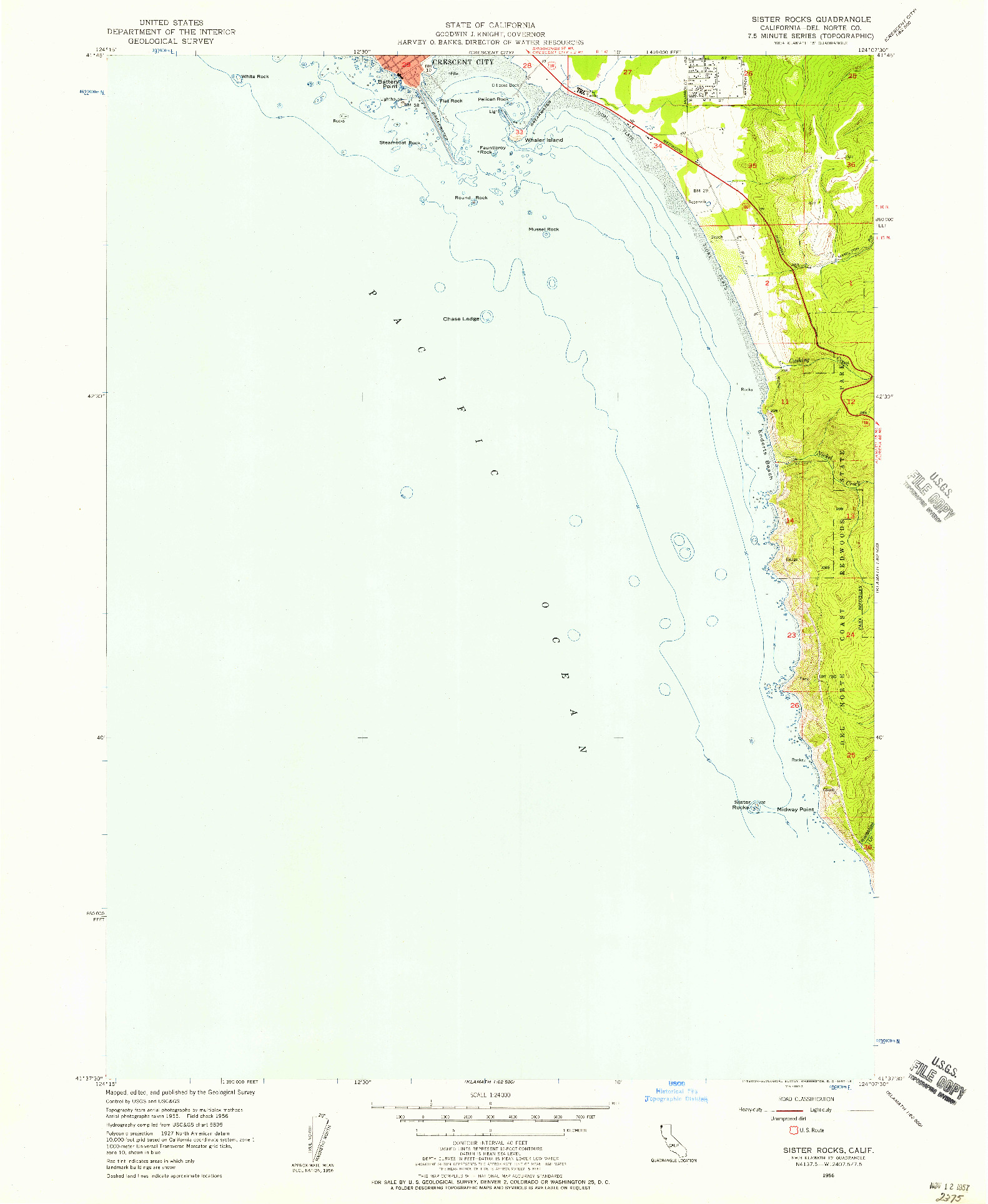 USGS 1:24000-SCALE QUADRANGLE FOR SISTER ROCKS, CA 1956