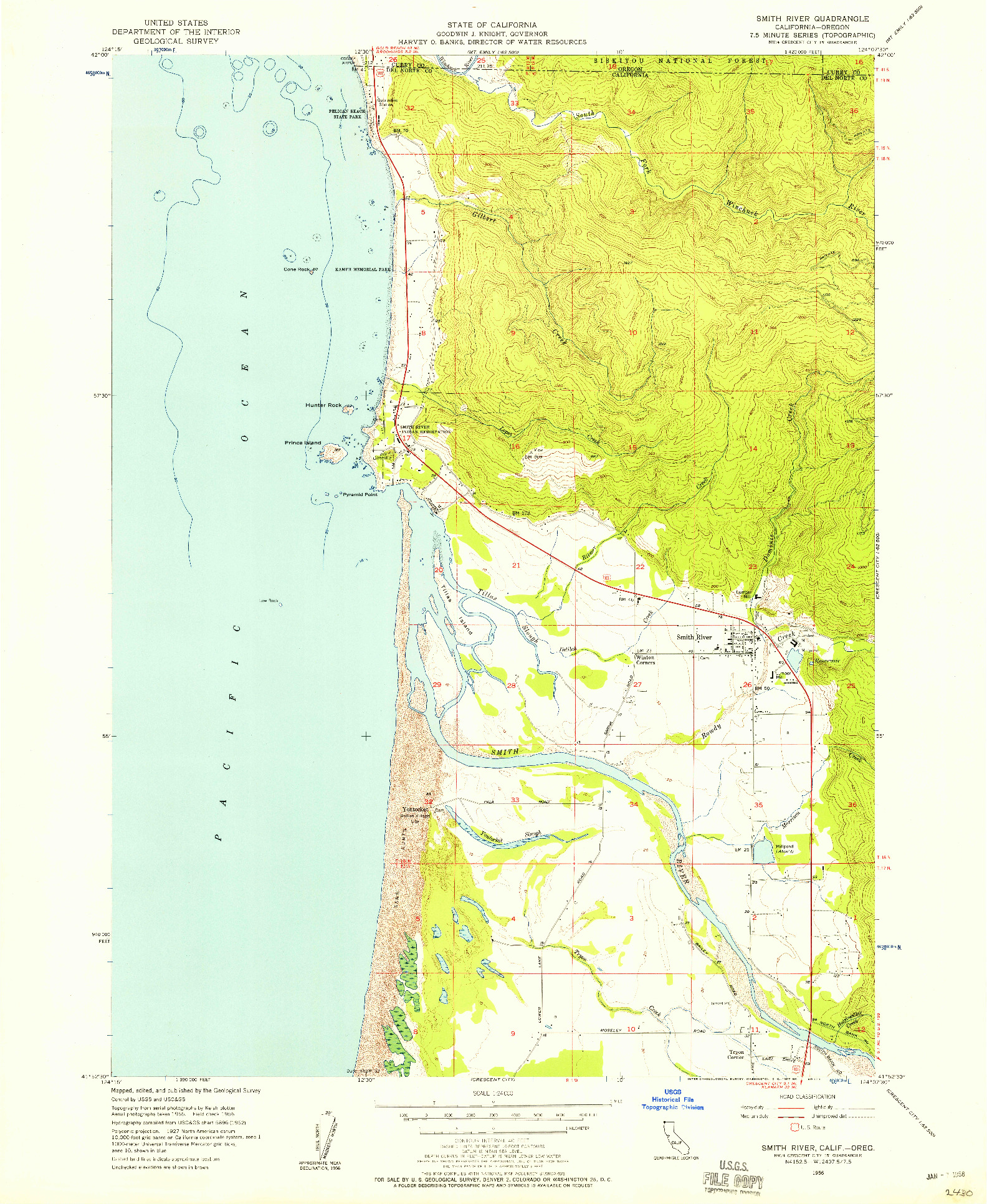 USGS 1:24000-SCALE QUADRANGLE FOR SMITH RIVER, CA 1956