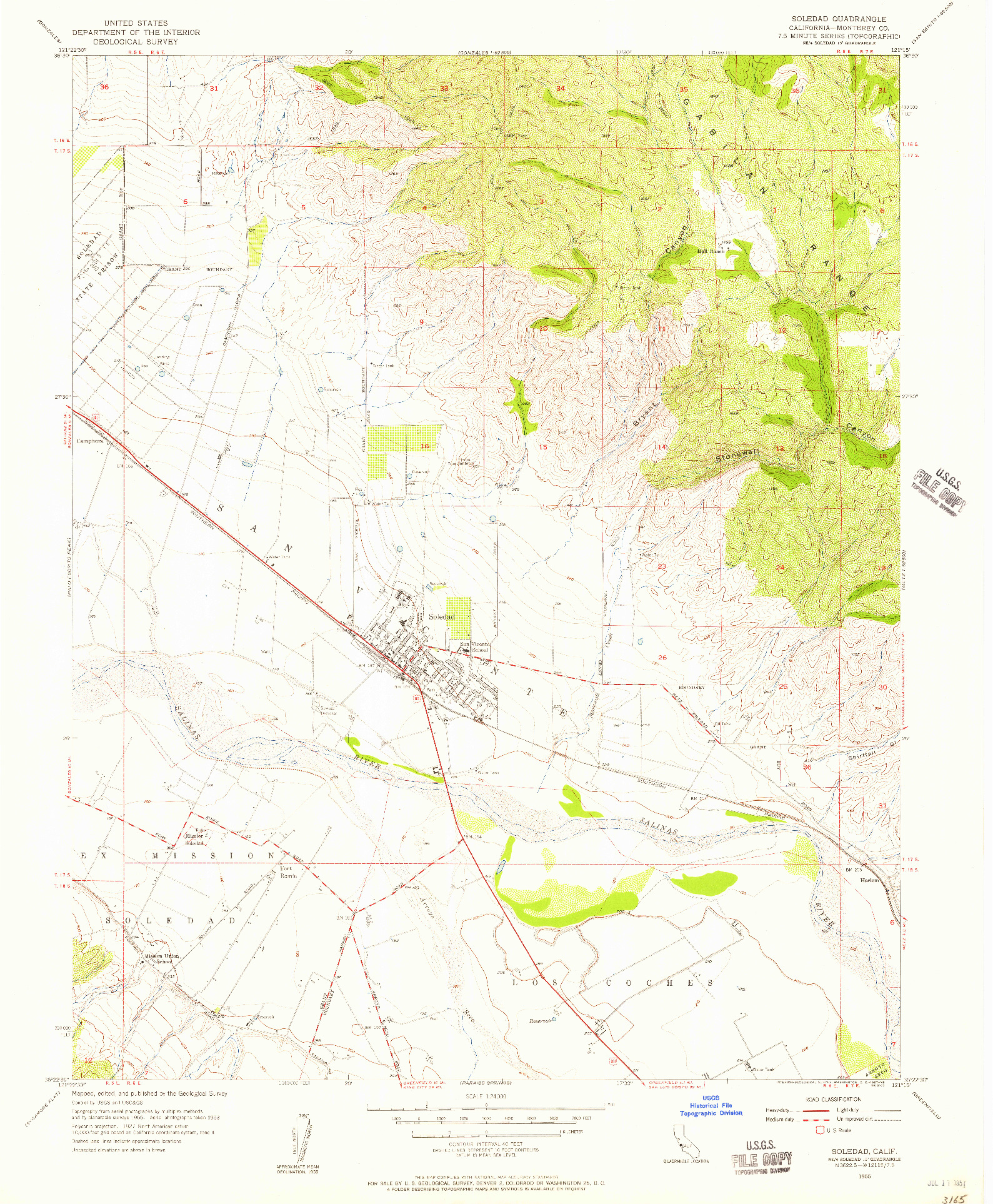 USGS 1:24000-SCALE QUADRANGLE FOR SOLEDAD, CA 1955