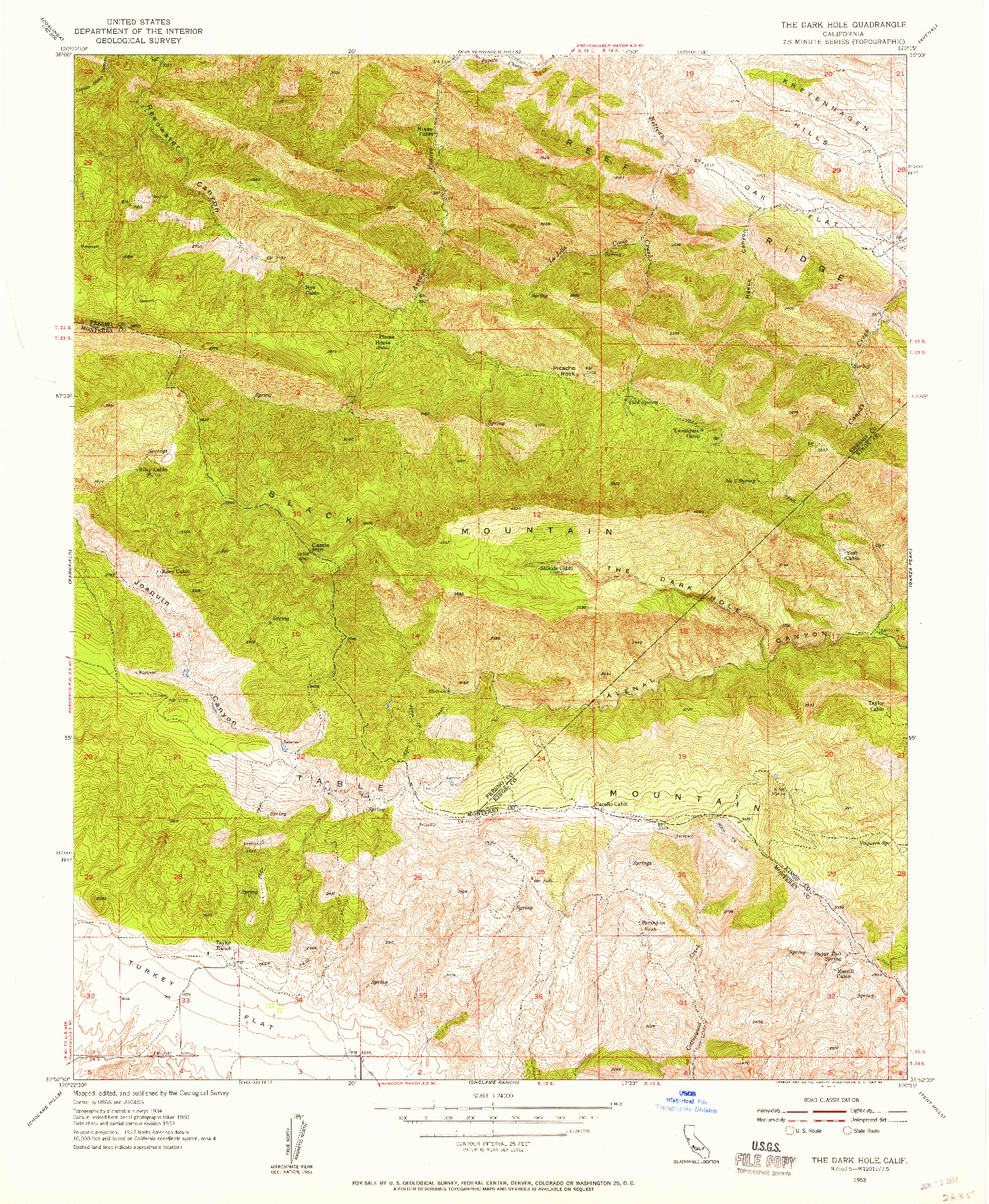 USGS 1:24000-SCALE QUADRANGLE FOR THE DARK HOLE, CA 1953