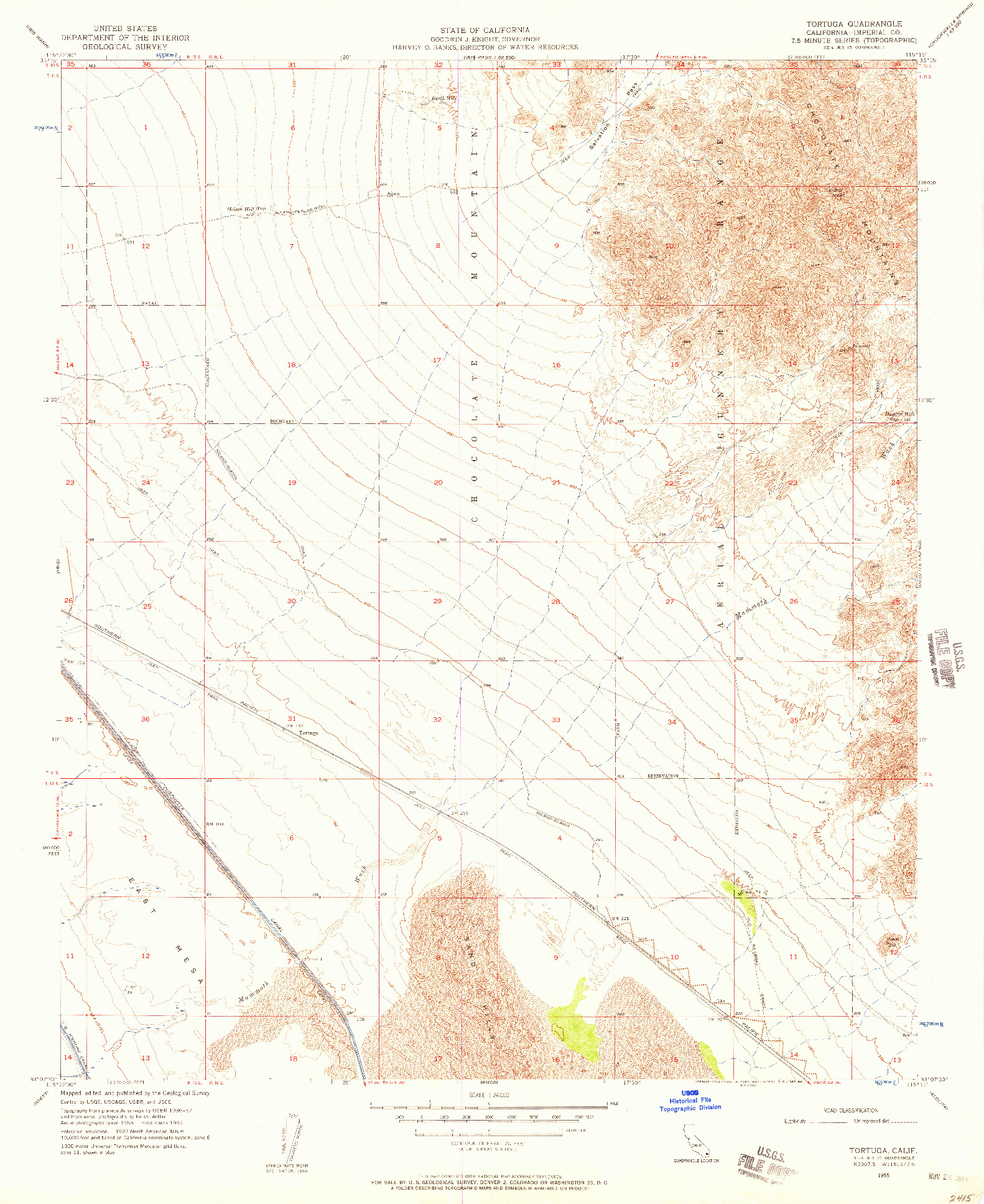 USGS 1:24000-SCALE QUADRANGLE FOR TORTUGA, CA 1955