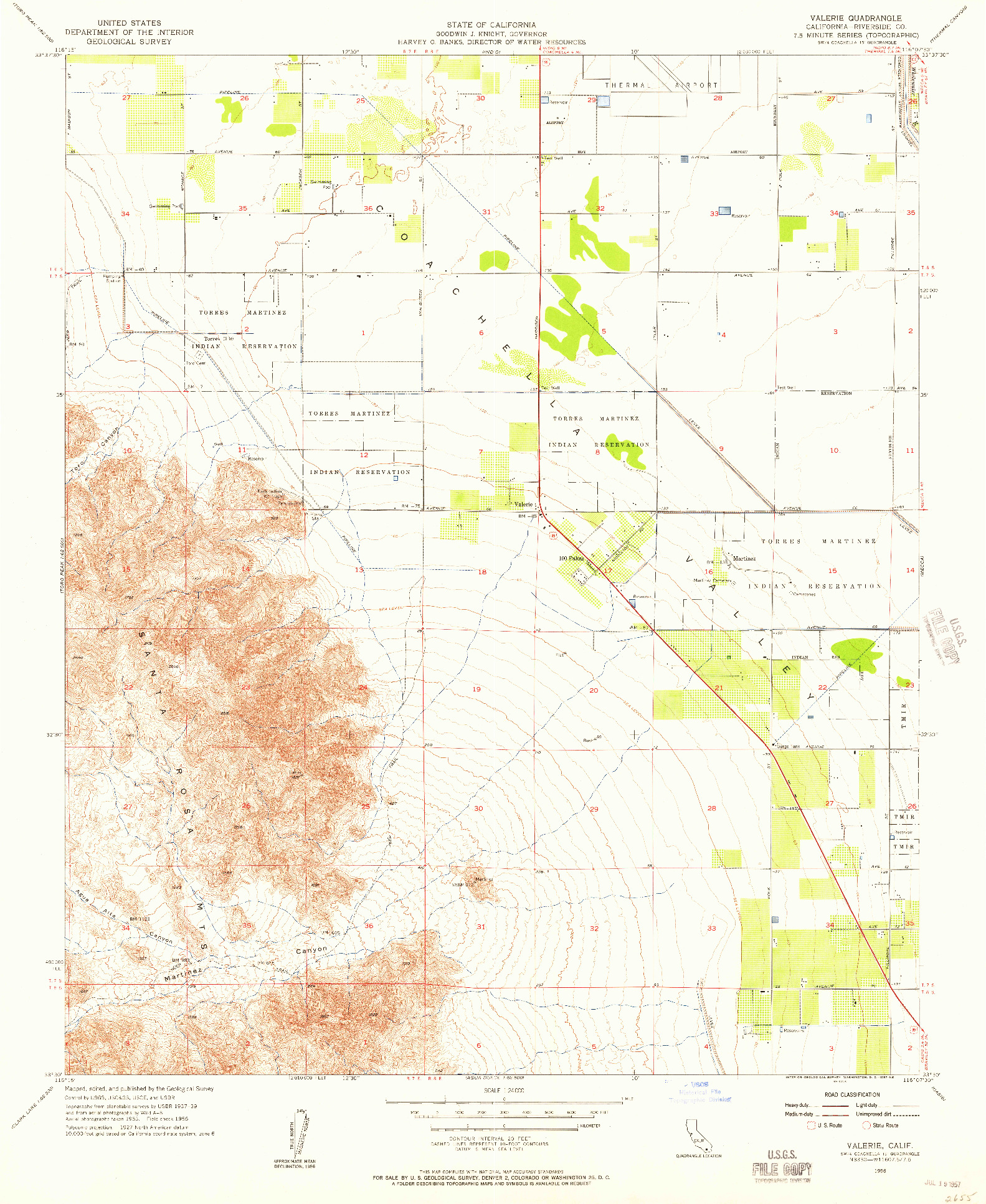 USGS 1:24000-SCALE QUADRANGLE FOR VALERIE, CA 1956