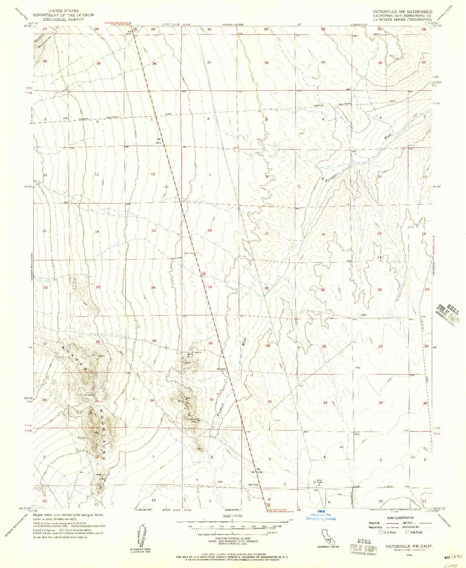 USGS 1:24000-SCALE QUADRANGLE FOR VICTORVILLE NW, CA 1956