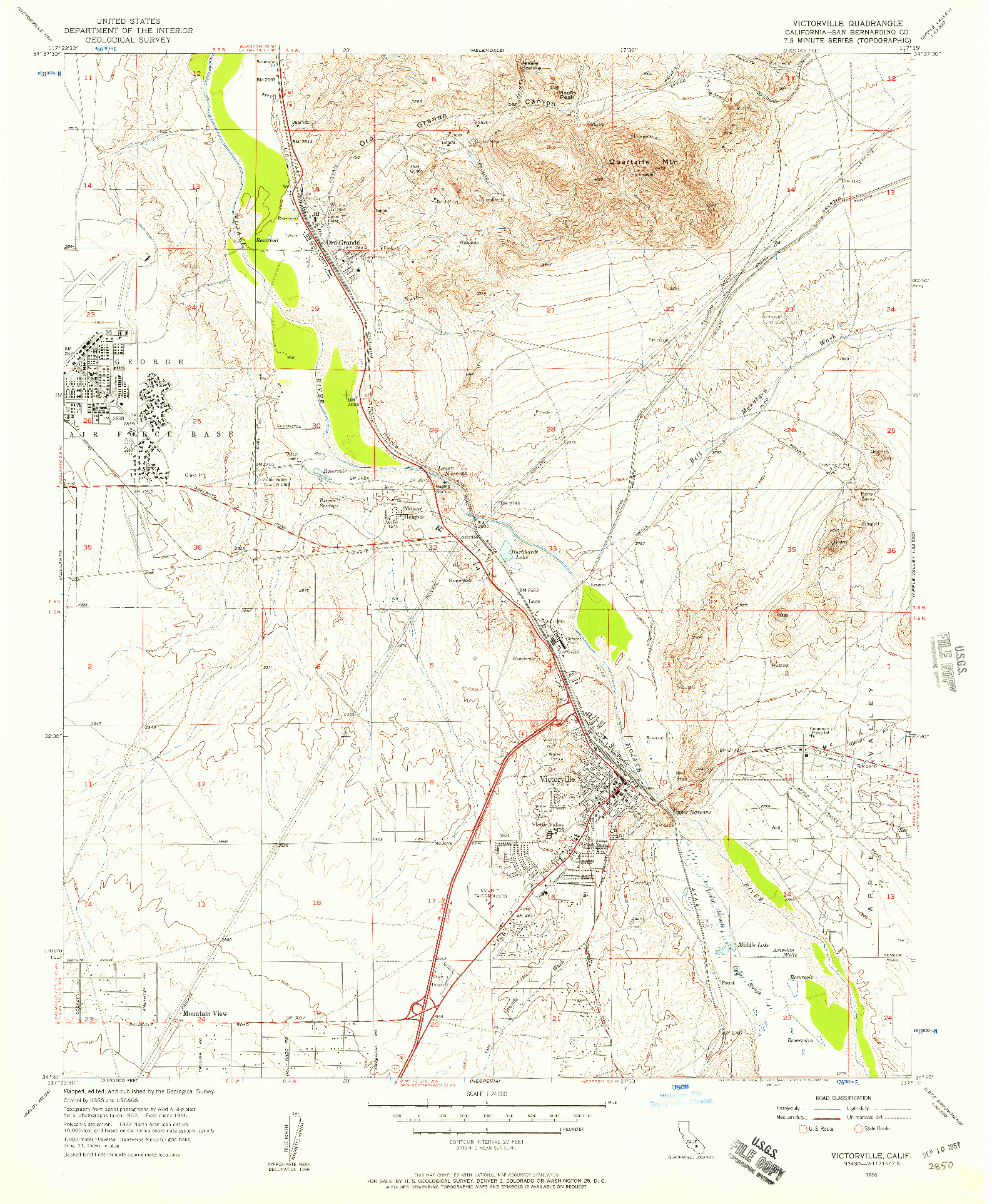 USGS 1:24000-SCALE QUADRANGLE FOR VICTORVILLE, CA 1956