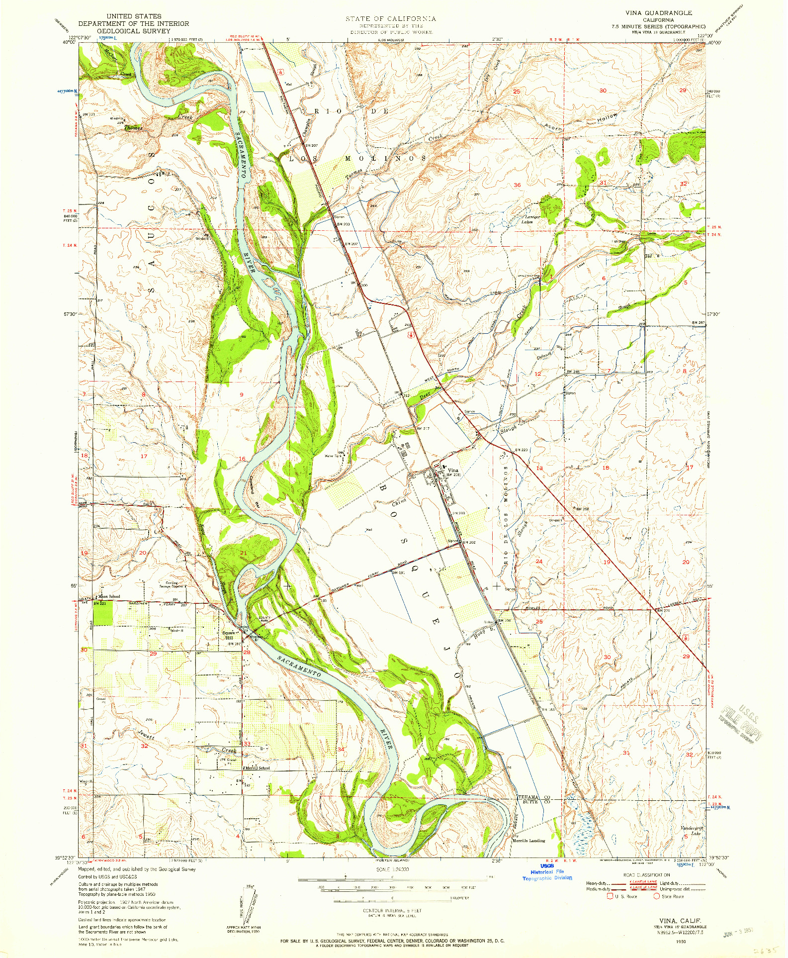 USGS 1:24000-SCALE QUADRANGLE FOR VINA, CA 1950