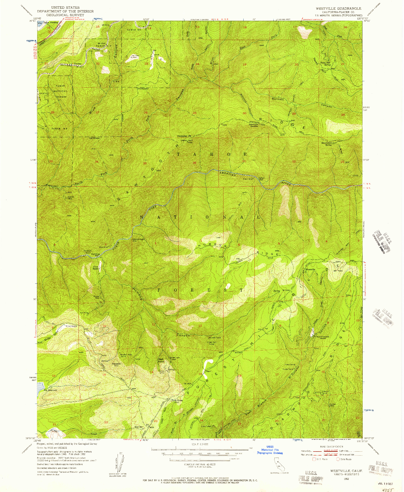 USGS 1:24000-SCALE QUADRANGLE FOR WESTVILLE, CA 1952