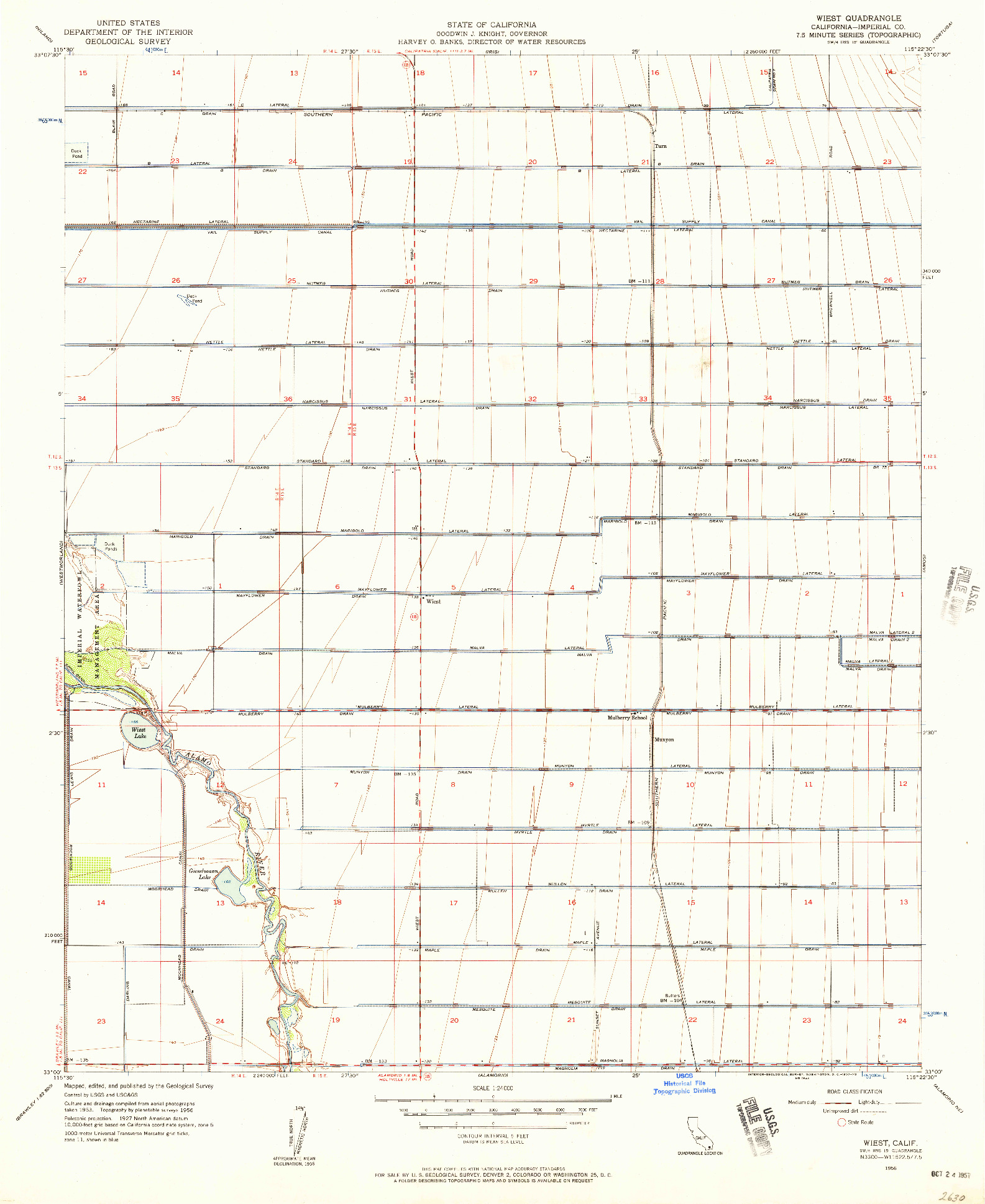 USGS 1:24000-SCALE QUADRANGLE FOR WIEST, CA 1956
