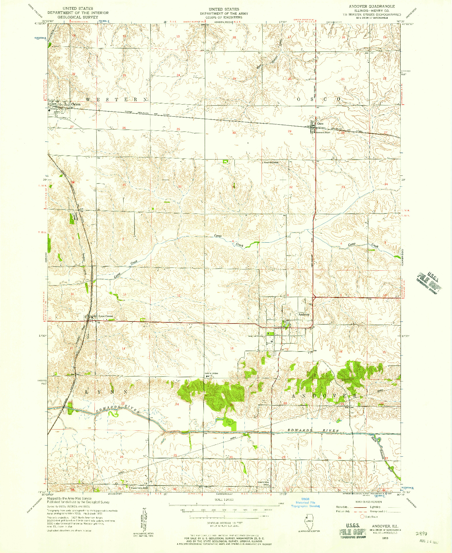 USGS 1:24000-SCALE QUADRANGLE FOR ANDOVER, IL 1953