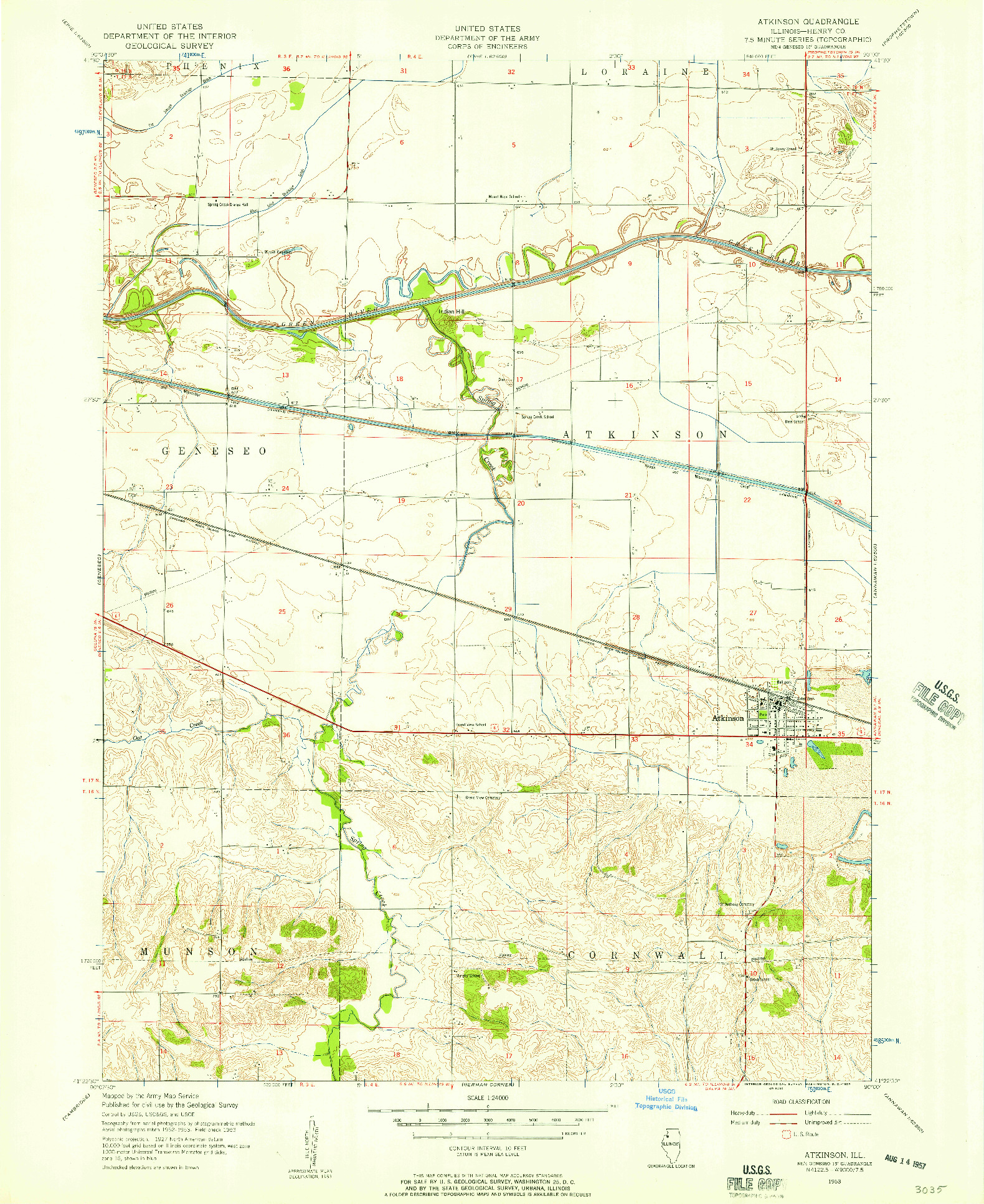 USGS 1:24000-SCALE QUADRANGLE FOR ATKINSON, IL 1953