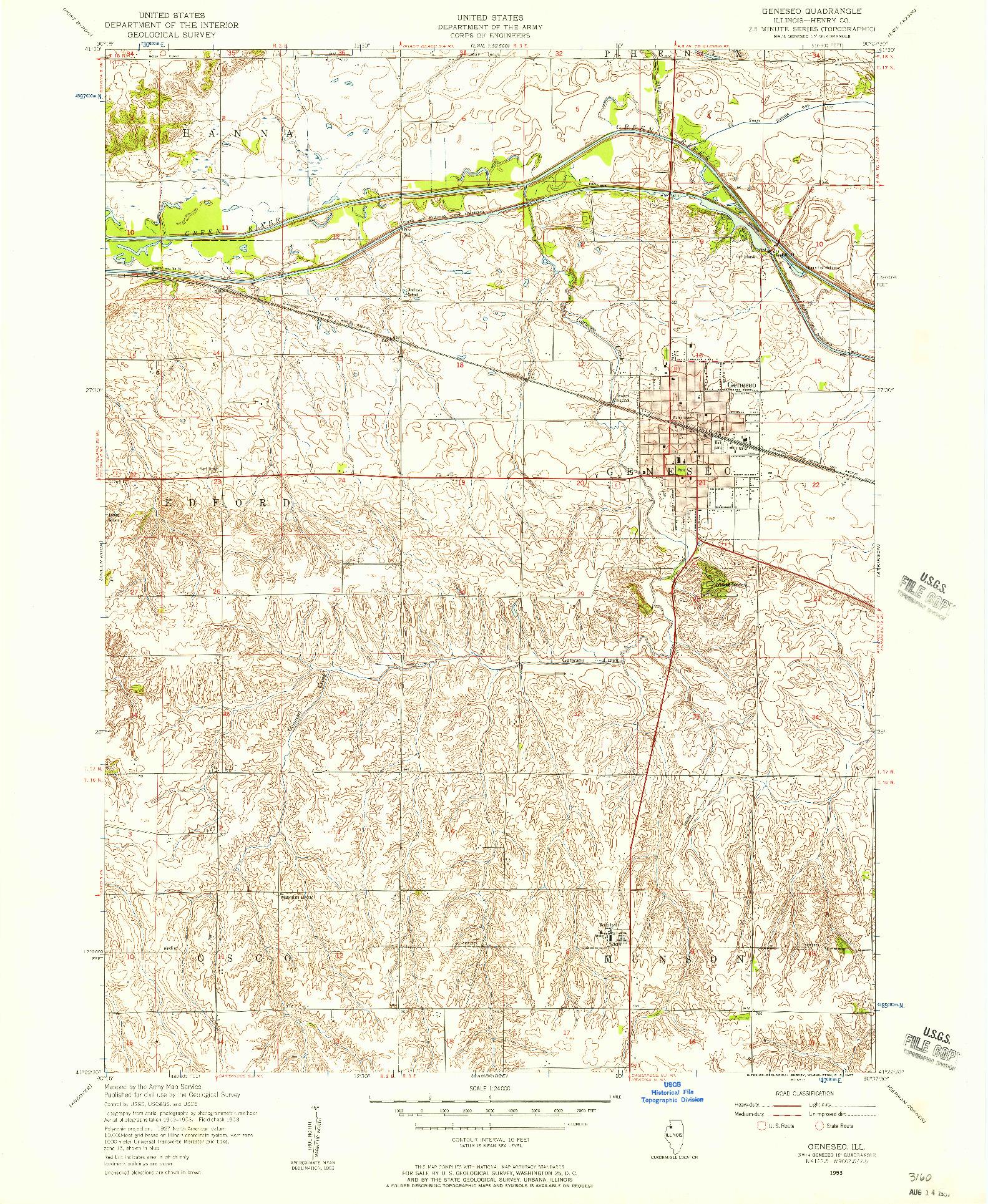 USGS 1:24000-SCALE QUADRANGLE FOR GENESEO, IL 1953