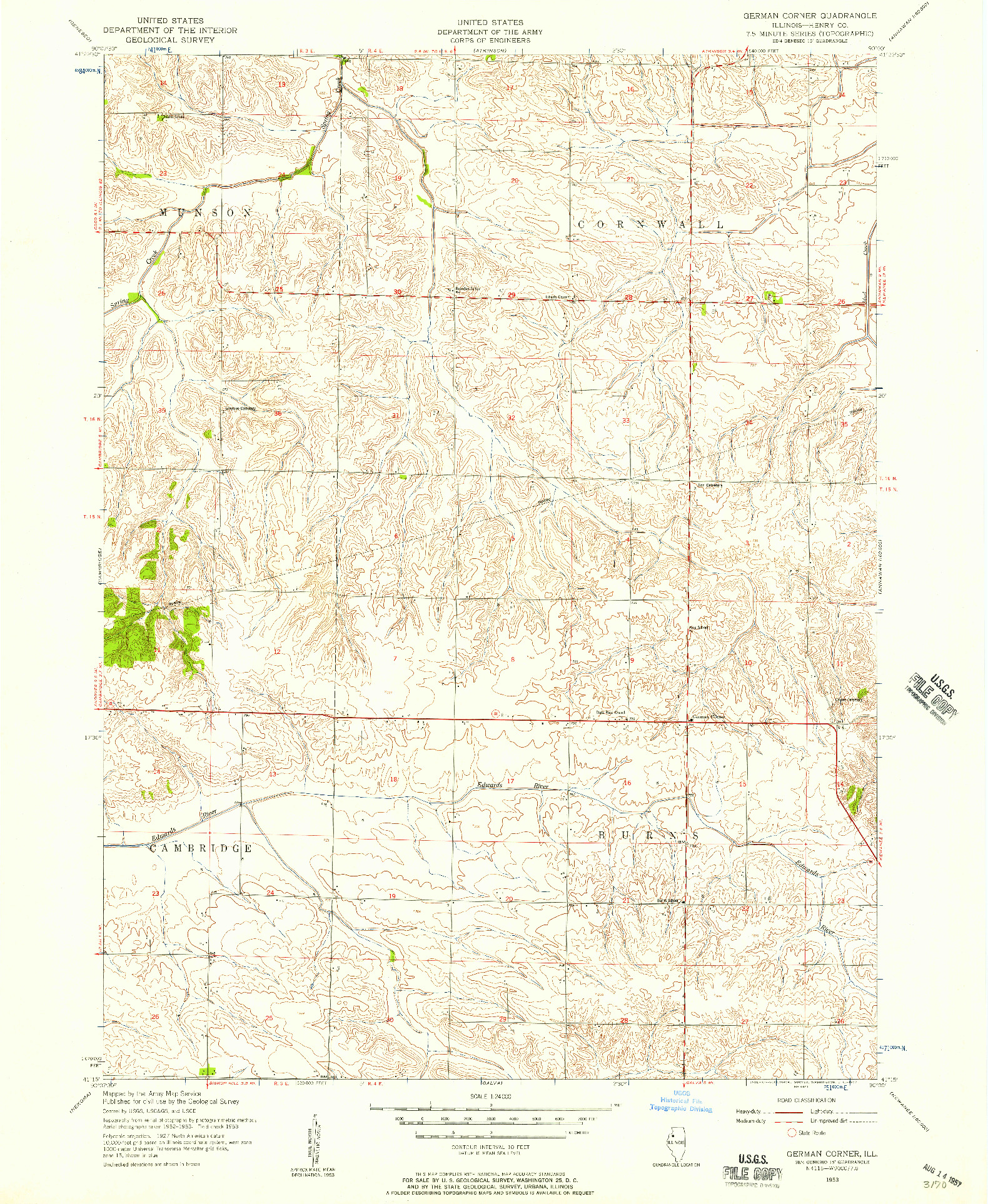 USGS 1:24000-SCALE QUADRANGLE FOR GERMAN CORNER, IL 1953