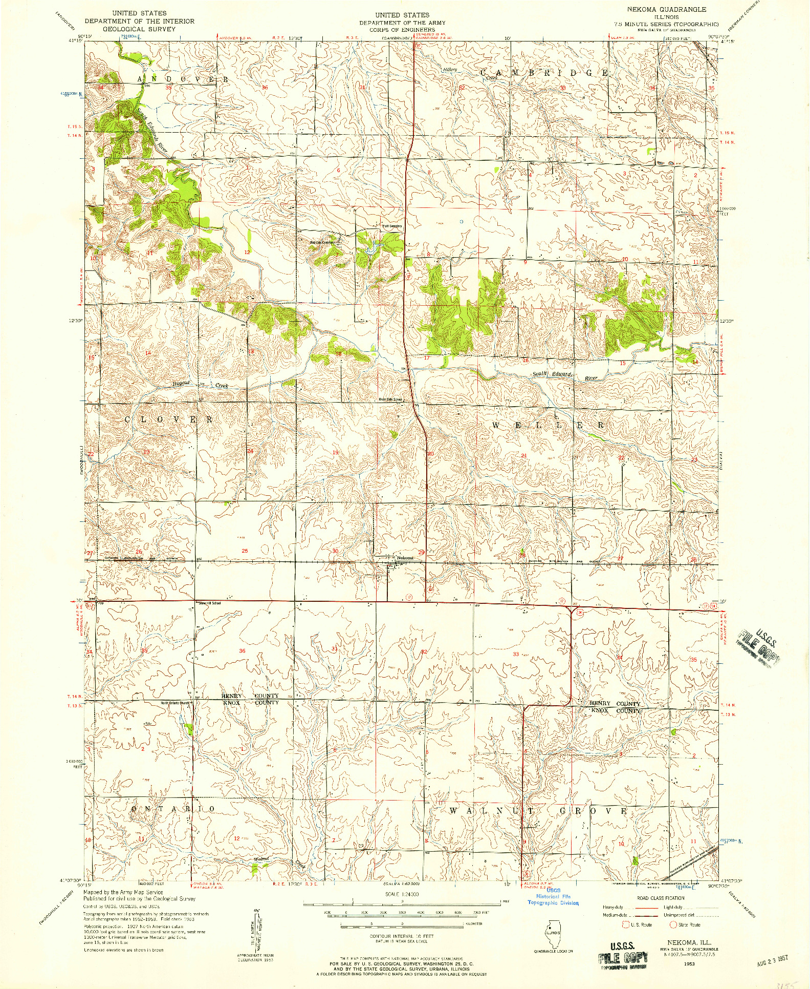 USGS 1:24000-SCALE QUADRANGLE FOR NEKOMA, IL 1953