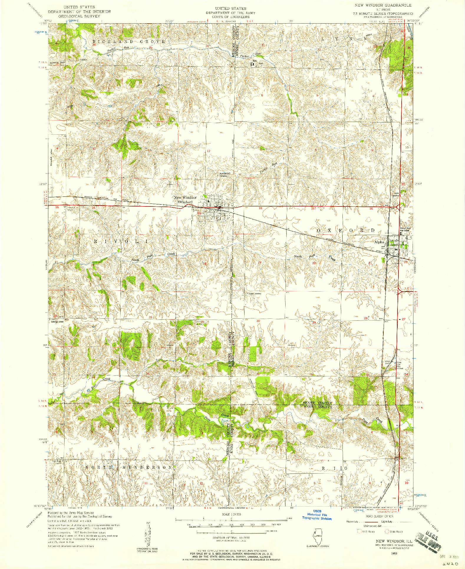 USGS 1:24000-SCALE QUADRANGLE FOR NEW WINDSOR, IL 1953