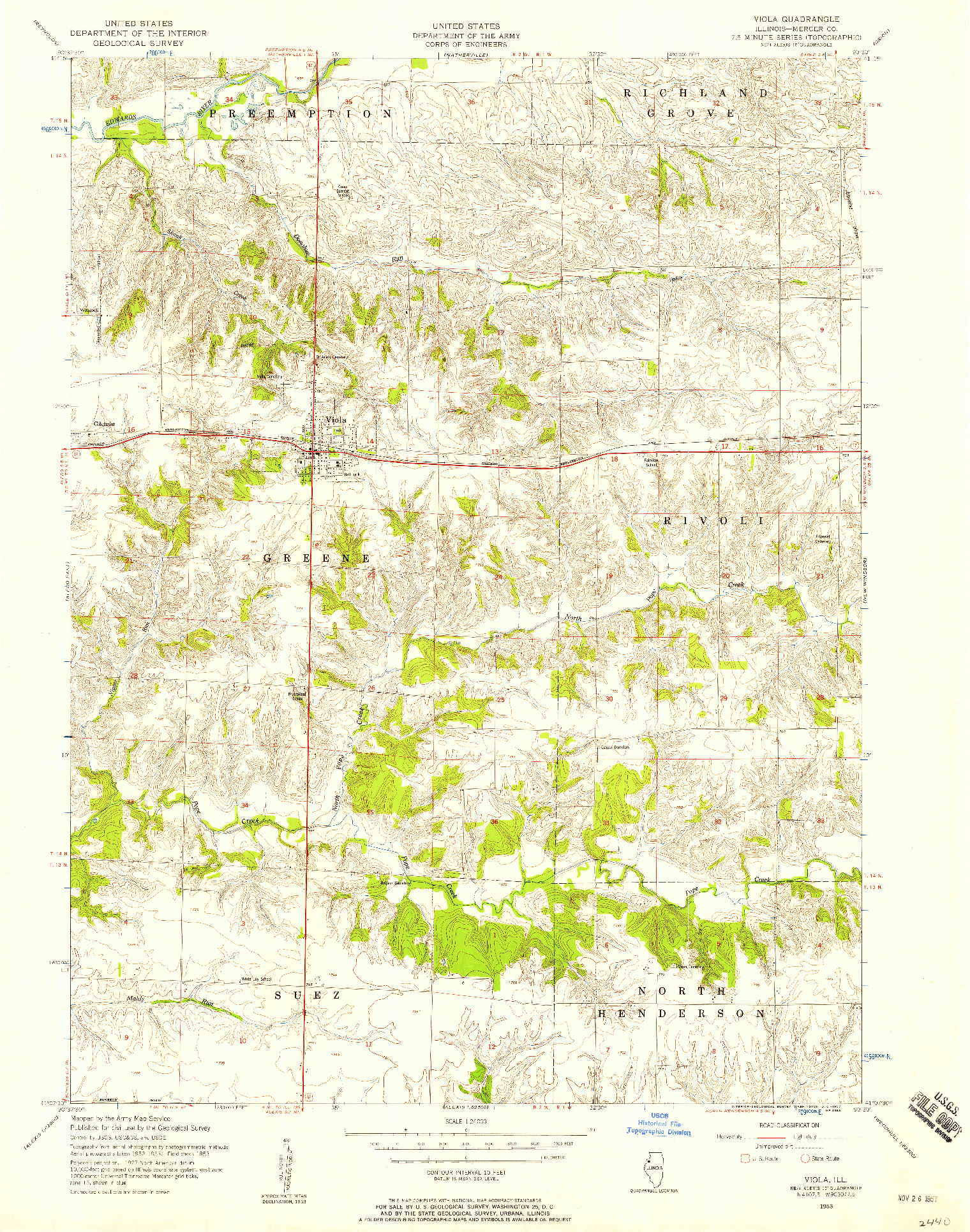 USGS 1:24000-SCALE QUADRANGLE FOR VIOLA, IL 1953